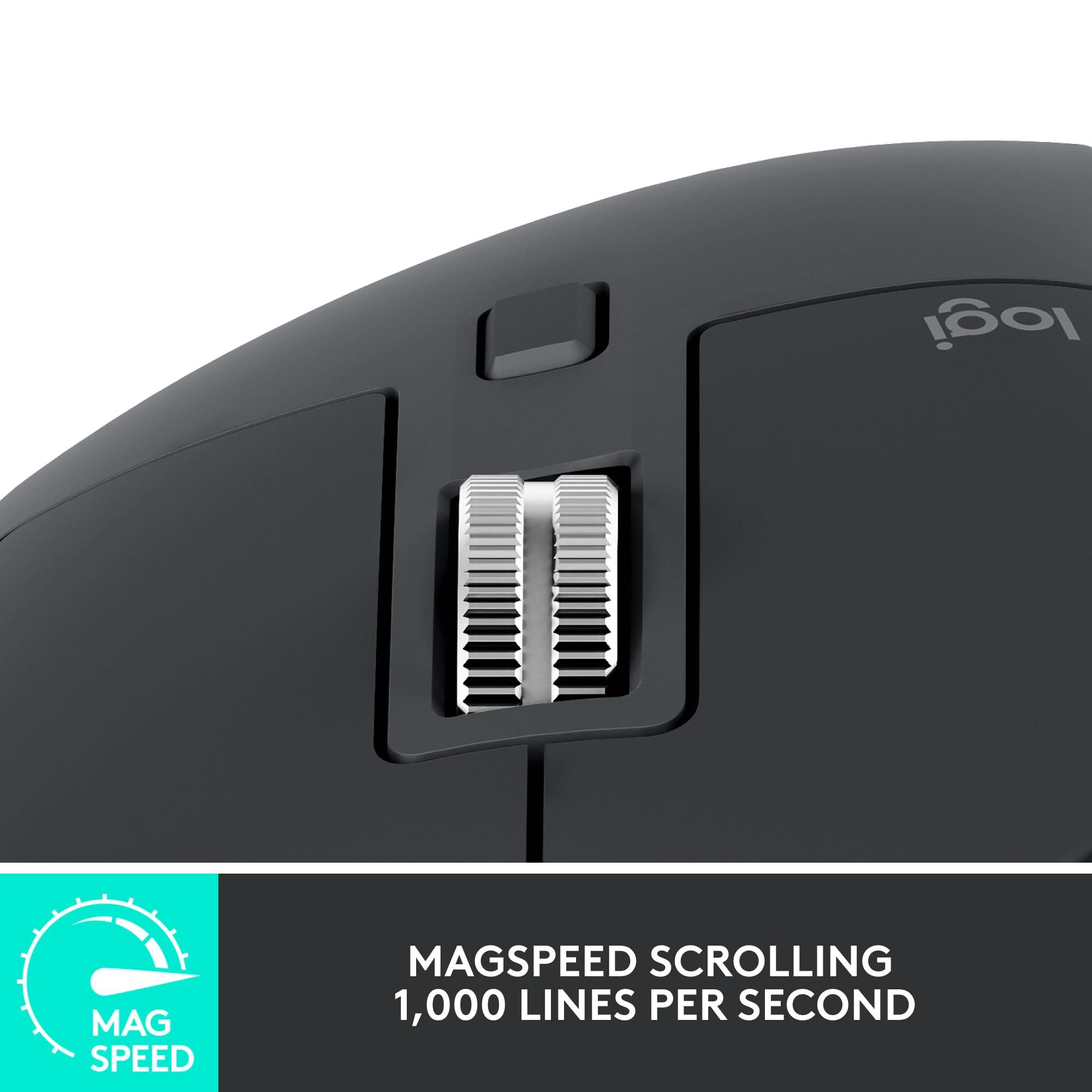 Logitech MX Master 3S Wireless Mouse, Ultra-fast Scrolling, Ergo, 8K DPI, Track on Glass, Quiet Clicks, USB-C, Bluetooth, Windows, Linux, Chrome - Graphite - Image 4