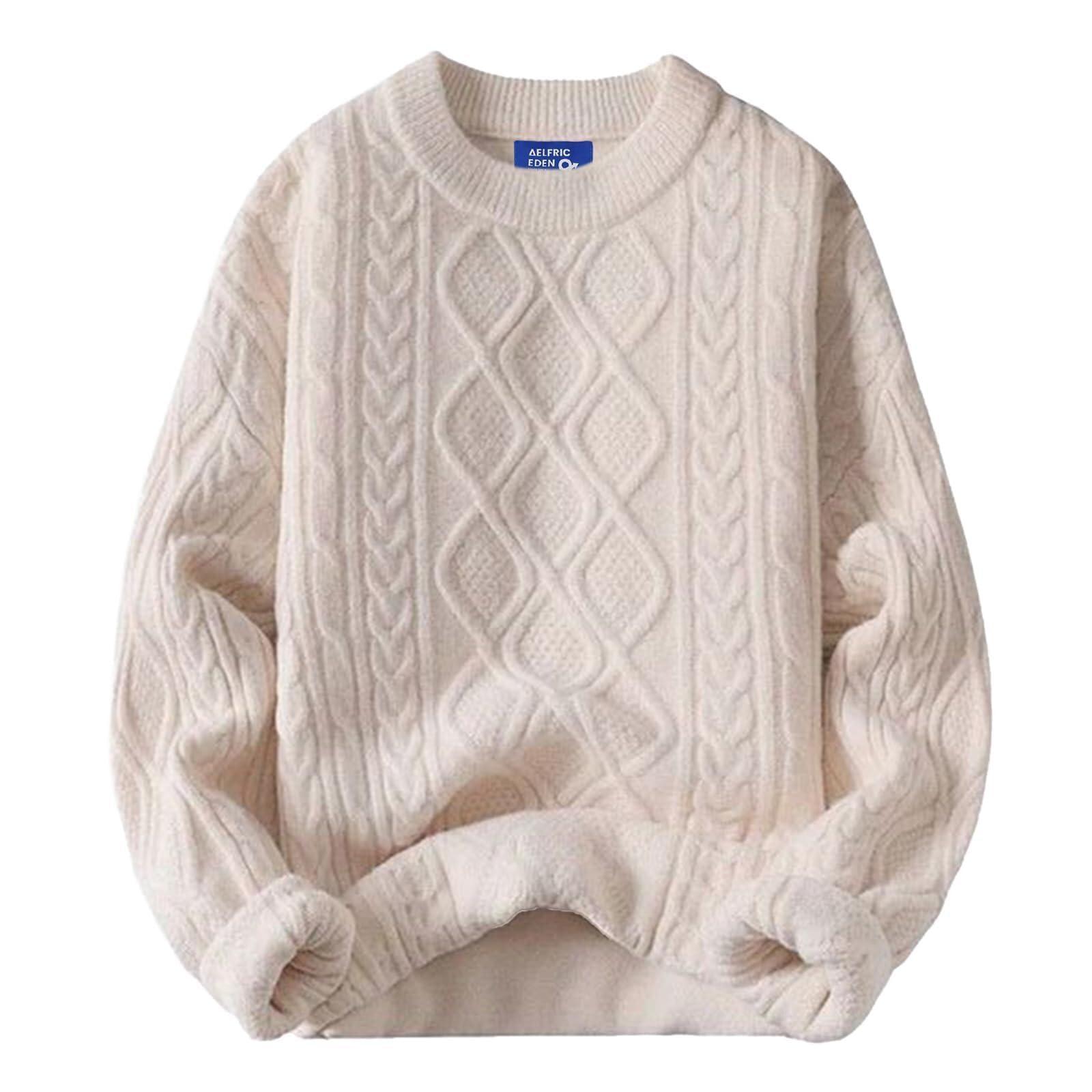 Aelfric Eden Oversized Sweater 90s Vintage Cable Knit Long Sleeve Women Woven Heavy Crewneck Pullover