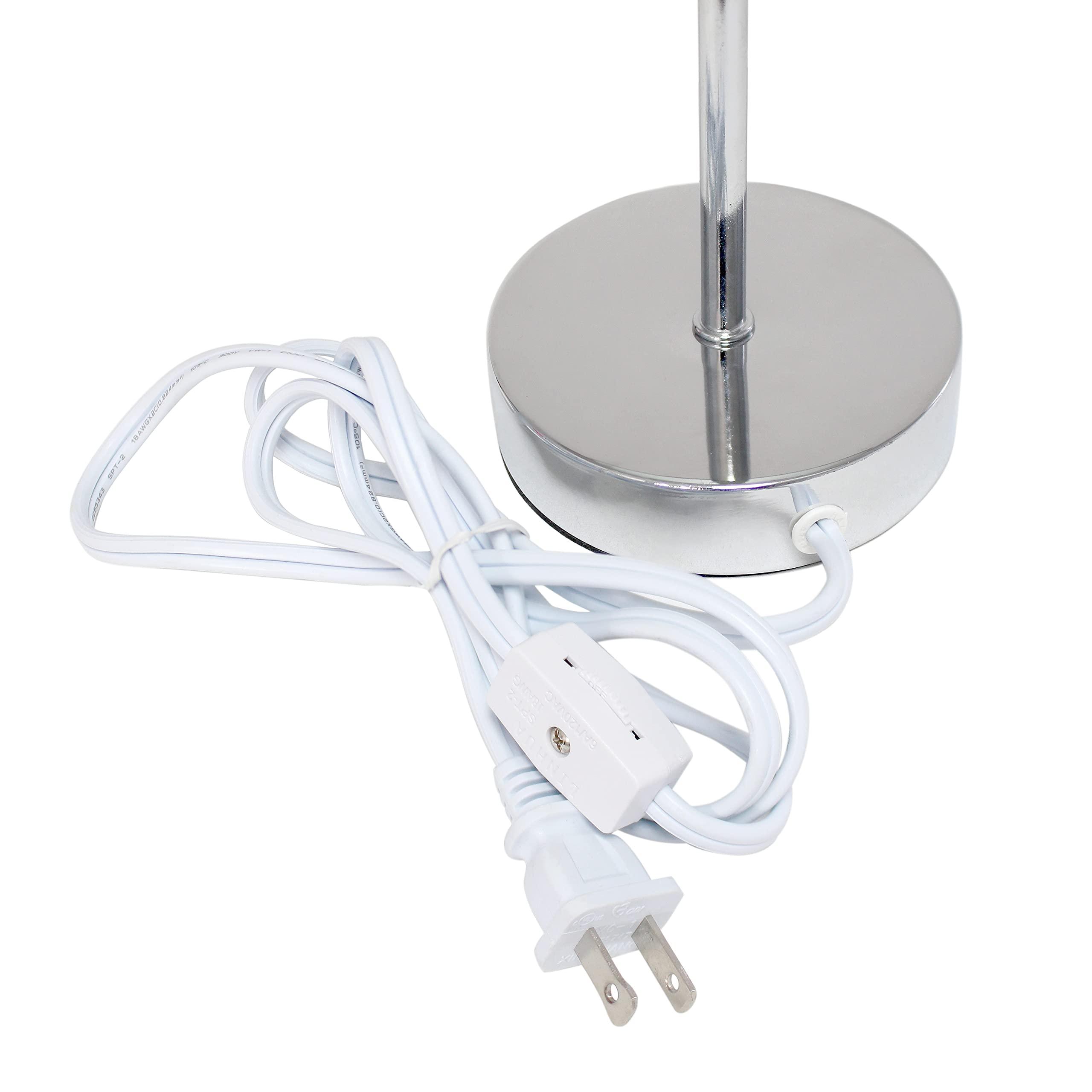 Simple Designs LT2007-GRY Chrome Mini Basic Stick Table Lamp with Fabric Shade, Gray - Image 5