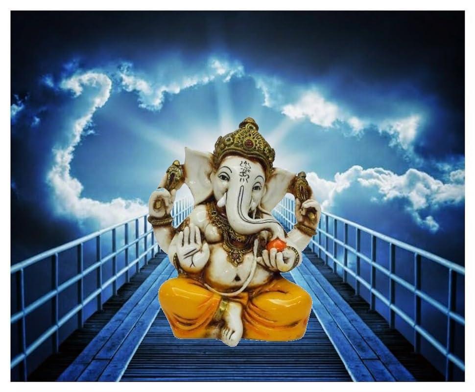 Lightahead® The Blessing. Lord RAJA Ganesh GANPATI Statue of Elephant Hindu GOD in Color & Gold Made from Marble Powder in India - Image 7
