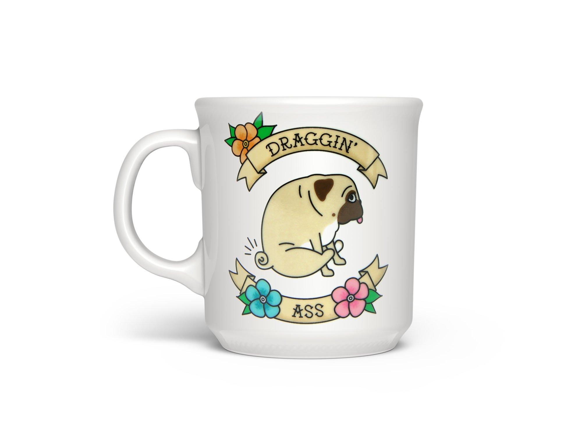 Genuine Fred SAY ANYTHING MUG, DRAGGIN, 16 Ounce Ceramic Mug, White, Dishwasher Safe