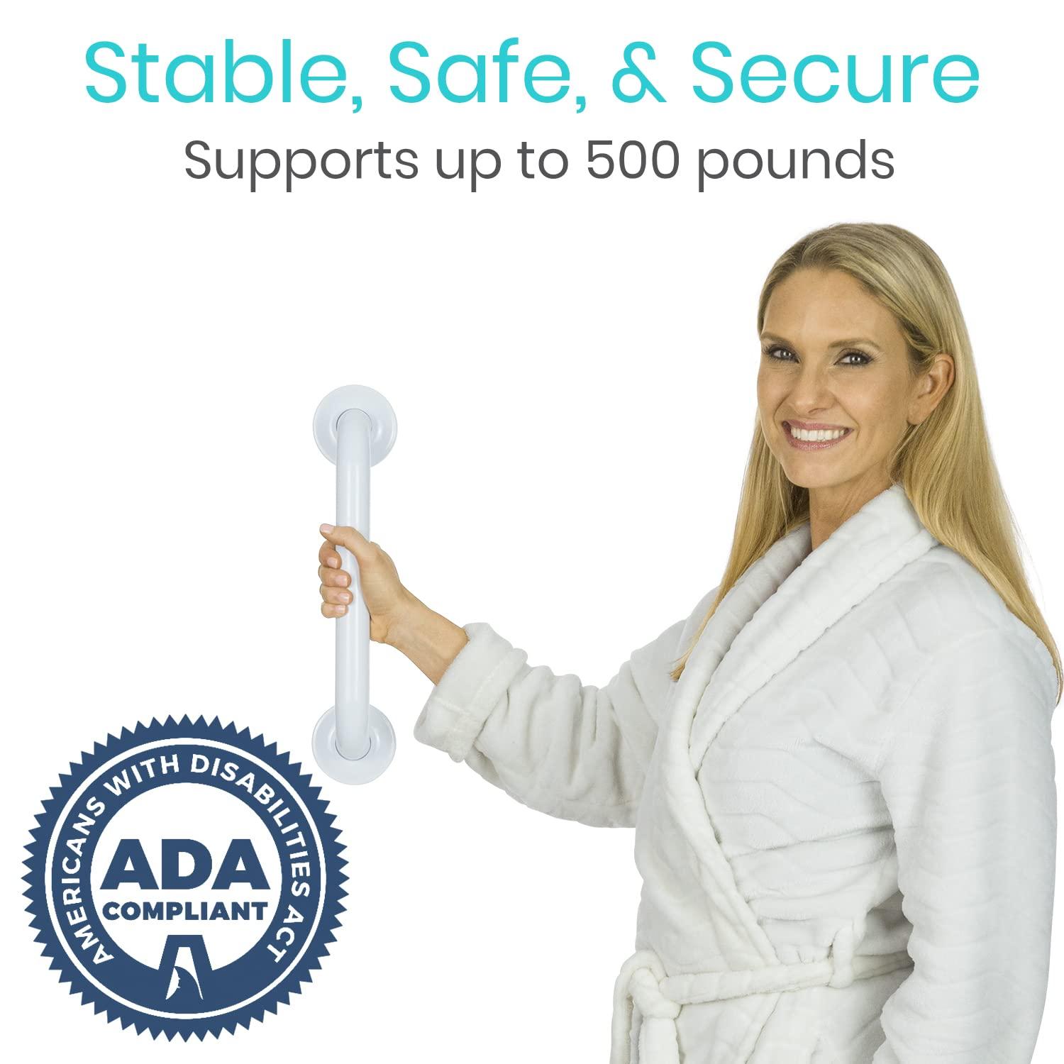 Vive Grab Bar for Bathtubs and Showers - Handicap Bathroom Safety Handrail for Elderly - Wall Senior Rail Handle for Tub, Toilet, Bath - Image 3