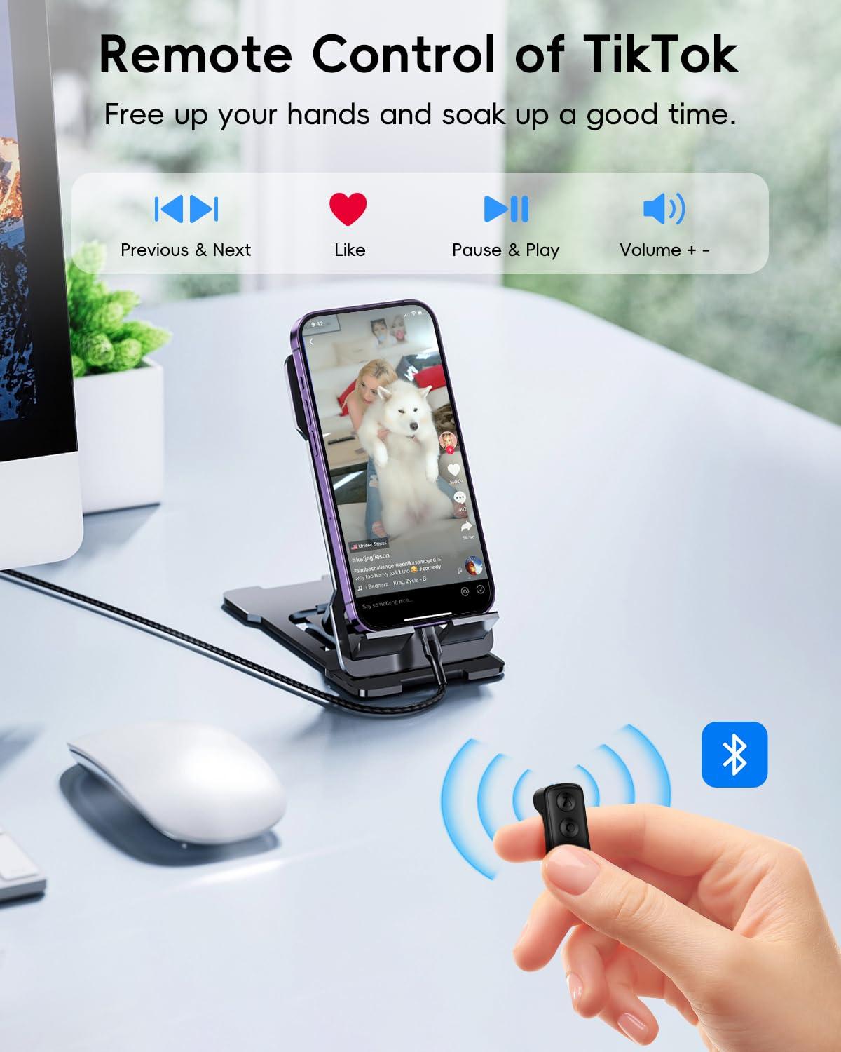FJOSNF TikTok Scrolling Ring for iPhone/iPad/iOS/Android Devices, Page Turner for Kindle App, Bluetooth Remote Control for TIK Tok, Wireless Camera&Video Remote Shutter for Phones and Tablets - Image 2