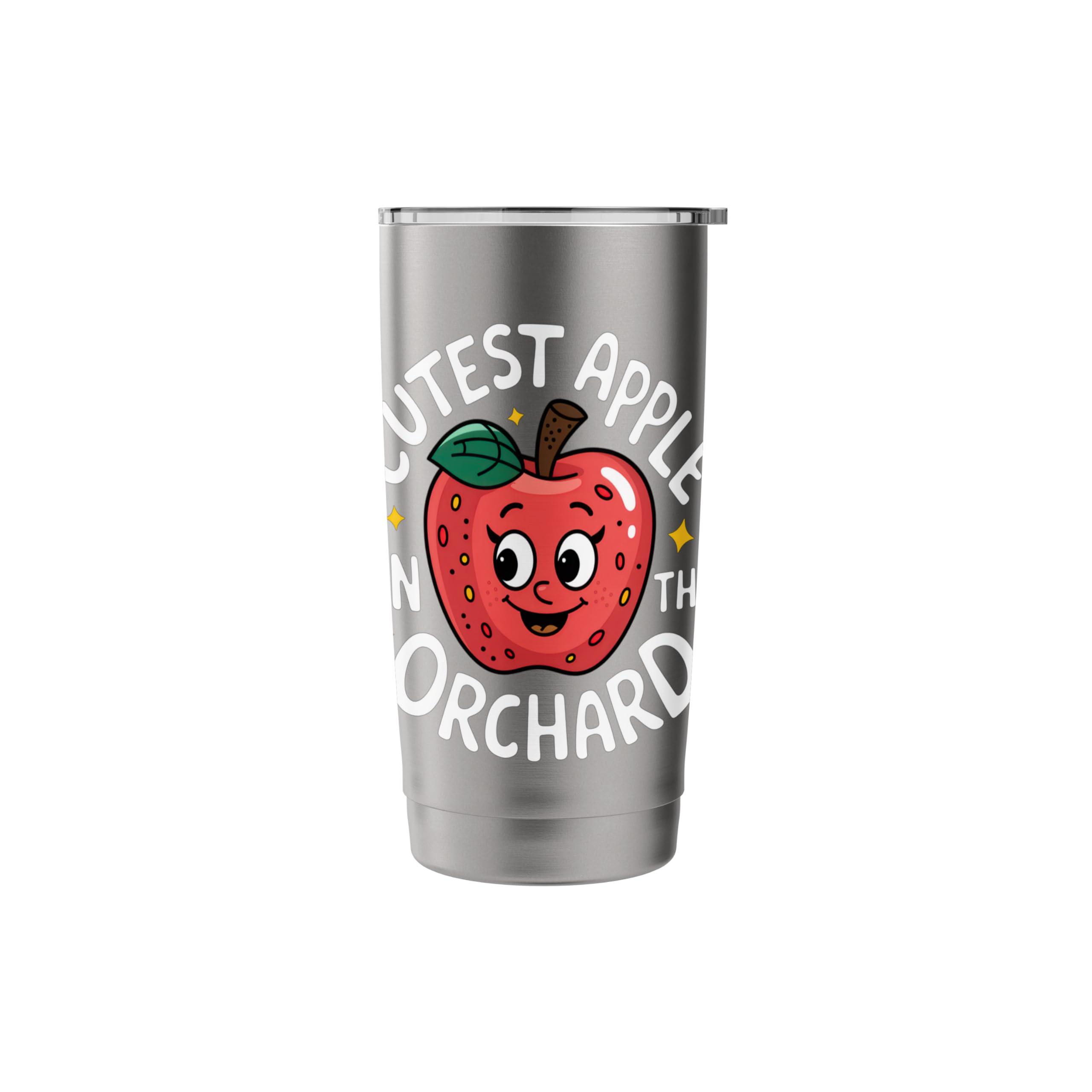 Cutest Apple In The Orchard Adorable Face Fun Joy Smiles Stainless Steel Insulated Tumbler - Image 4