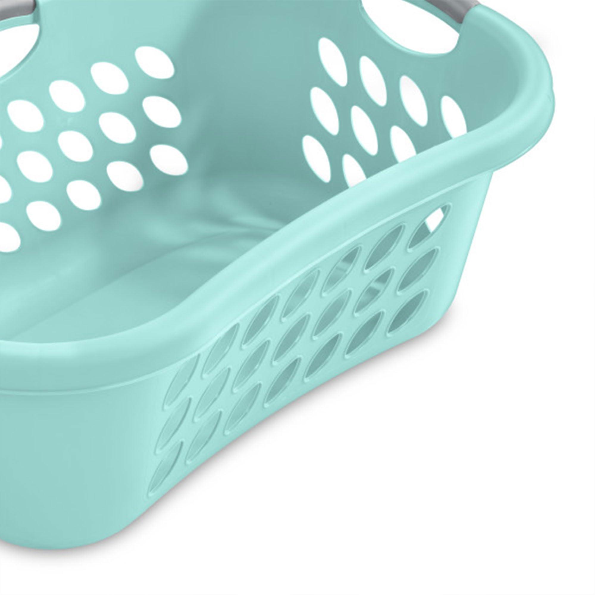Sterilite 6-Pack Ultra HipHold Laundry Basket, 1.25 Bushel Capacity, Aqua Chrome - Contoured Plastic Clothes Hamper with Ventilated Holes and Comfort Grip Handles for Easy Carrying - Image 7