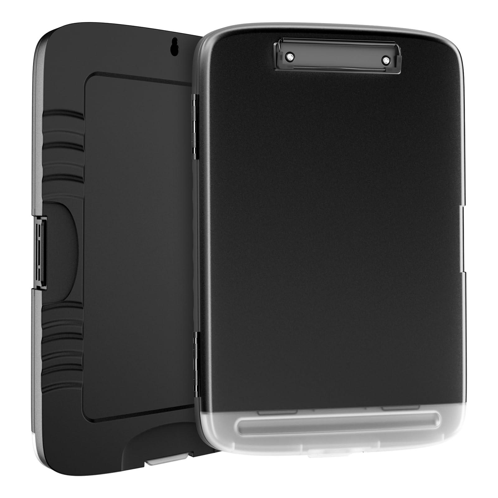 YEAHVIY Clipboard with Storage, Large Capacity Nursing Clipboards with Low Profile Clip, Heavy Duty Plastic Storage Clipboard with Pen Holder, Side-Opening (Black with Black Clip) - Image 8