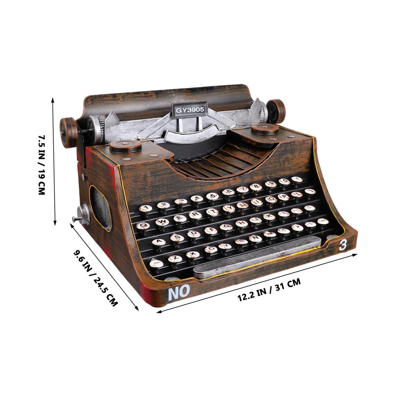 FOMIYES Classic Manual Typewriter Model Vintage Typewriter Figurine Iron Art Typewriter Ornament European Style Statue for Cafe Bar Home Wine Cabinet Decor Photo Prop Black - Image 2