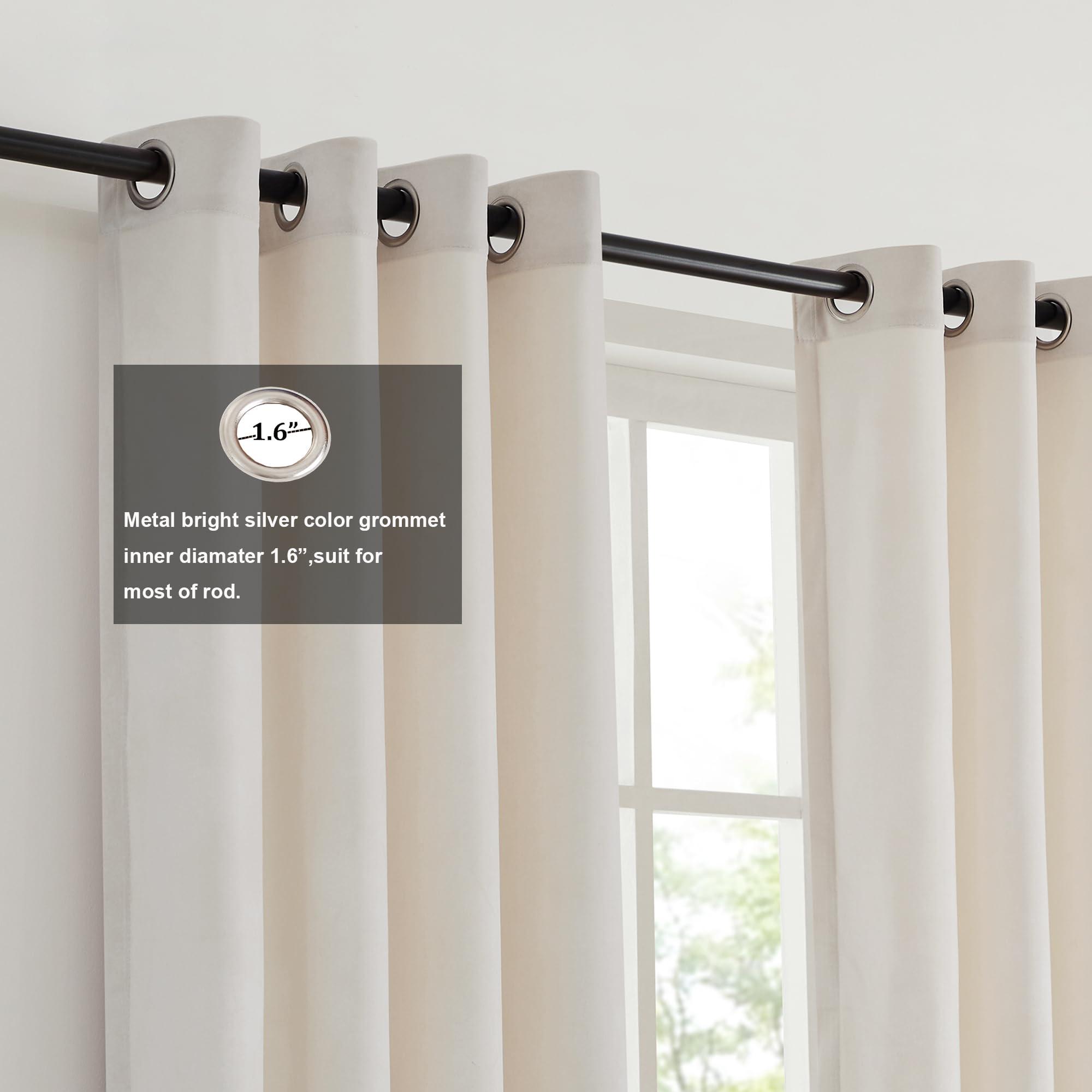 BULBUL Color Block Window Curtains Panels 84 inches Long Cream Ivory Gold Velvet Farmhouse Drapes for Bedroom Living Room Darkening Treatment with Grommet Set of 2 - Image 3