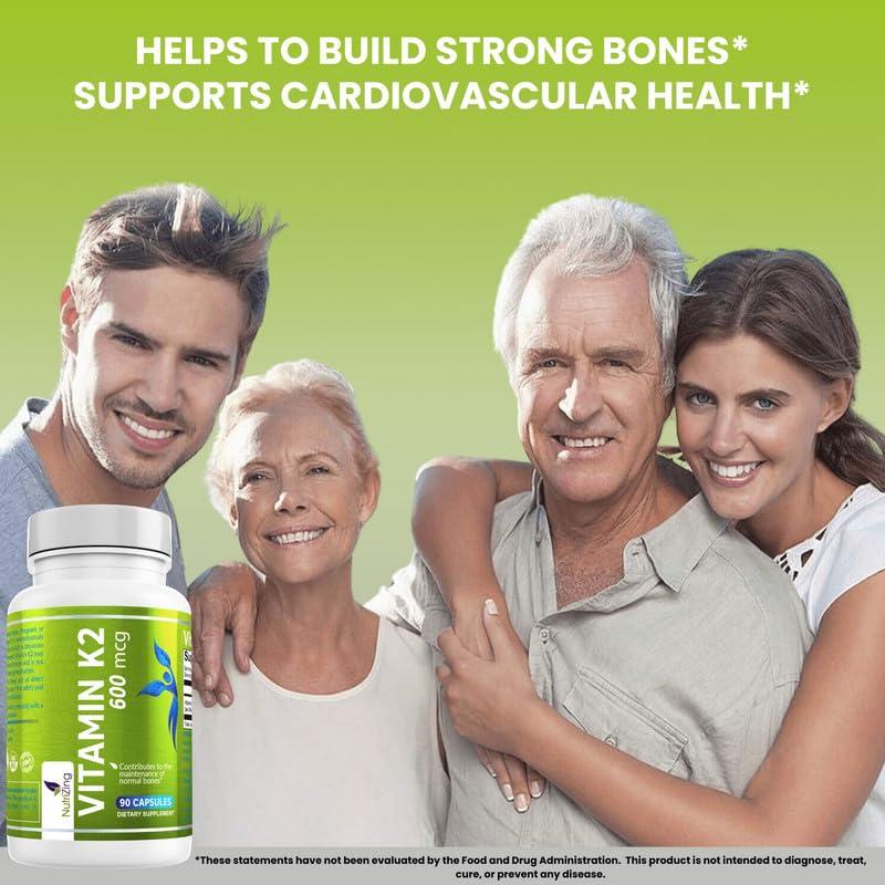 NutriZing K2 Vitamin Supplement MK-7 - High Strength 600mcg - Supports Bone & Arterial Health - 90 Vegan Capsules - Vitamin K2 for Men & Women - 3 Month Supply - Image 3