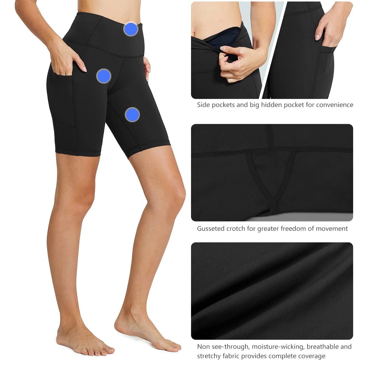 baleaf Women's 8"/ 5"/ 3" Biker Shorts High Waist Yoga Workout Gym Running Volleyball Spandex Shorts with Pockets - Image 4