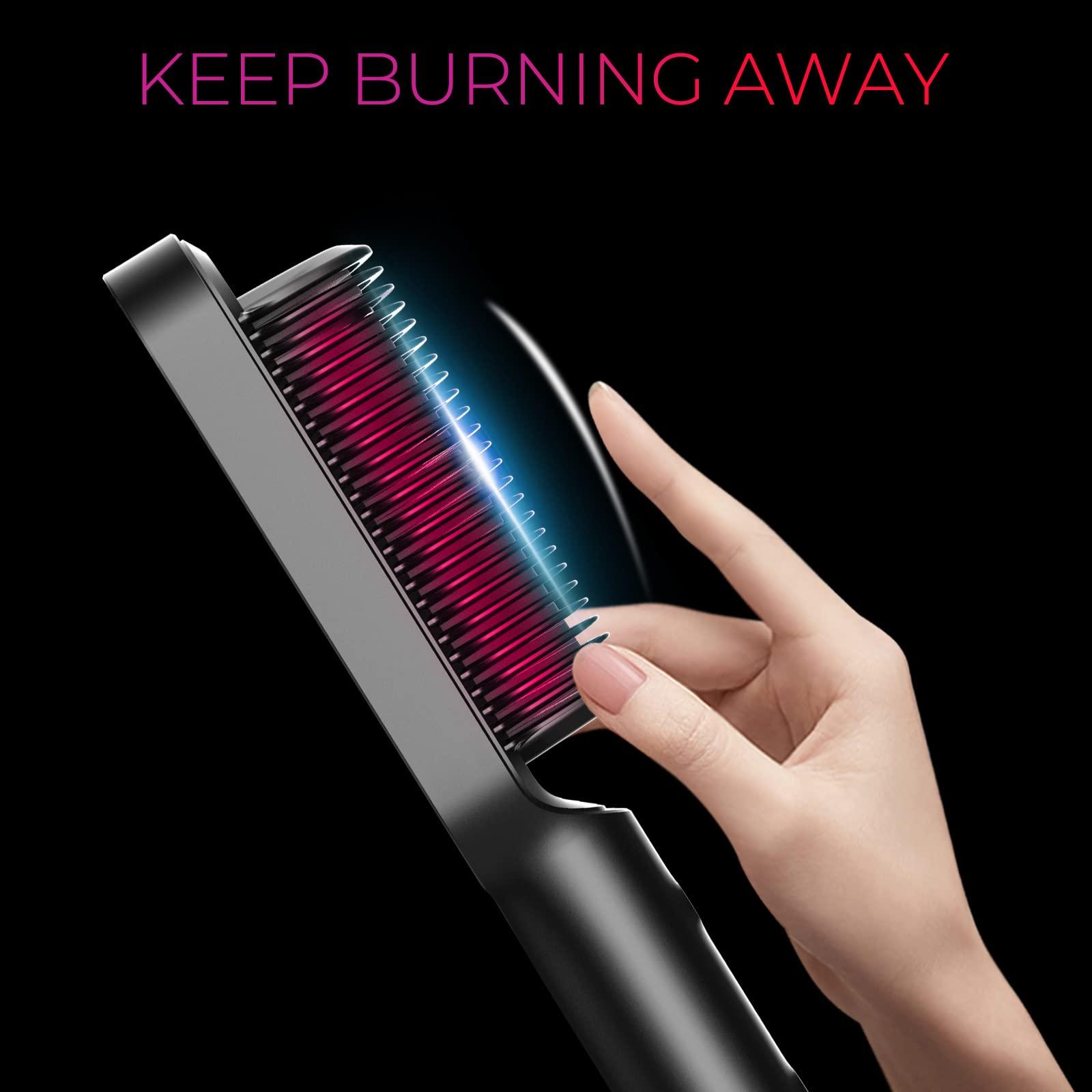 TYMO Ring Hair Straightener Brush Hair Straightener Comb, Straightening Brush, Dual Voltage, for Women, with 5 Temps, 20s Fast Heating, Black - Image 6