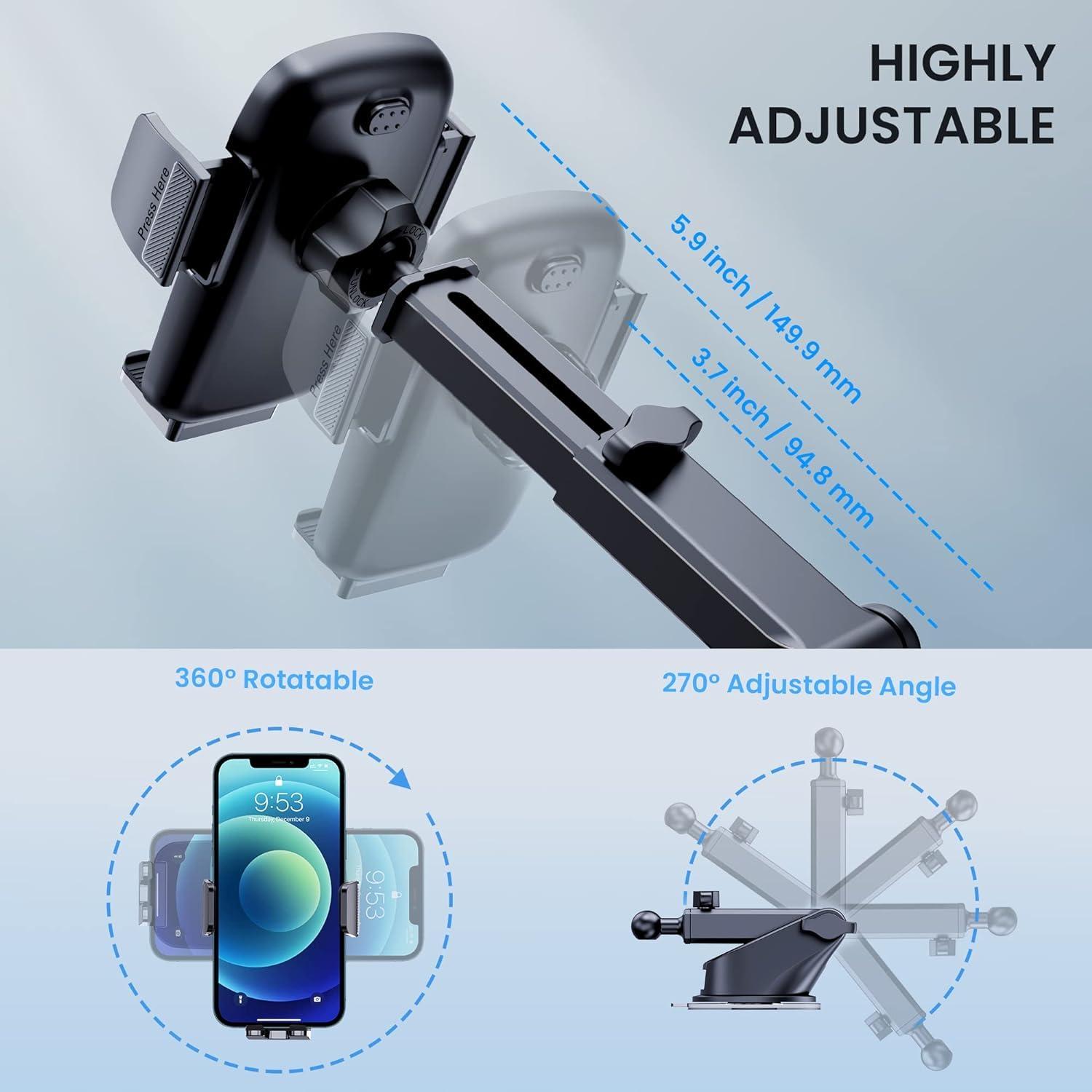 TICILFO Car Phone Holder [Military-Grade Suction] Phone Stand for Car [Super Stable] Automobile Car Mount for iPhone Universal Accessories Air Vent Dashboard Windshield Mount Fit All iPhone Smartphone - Image 4