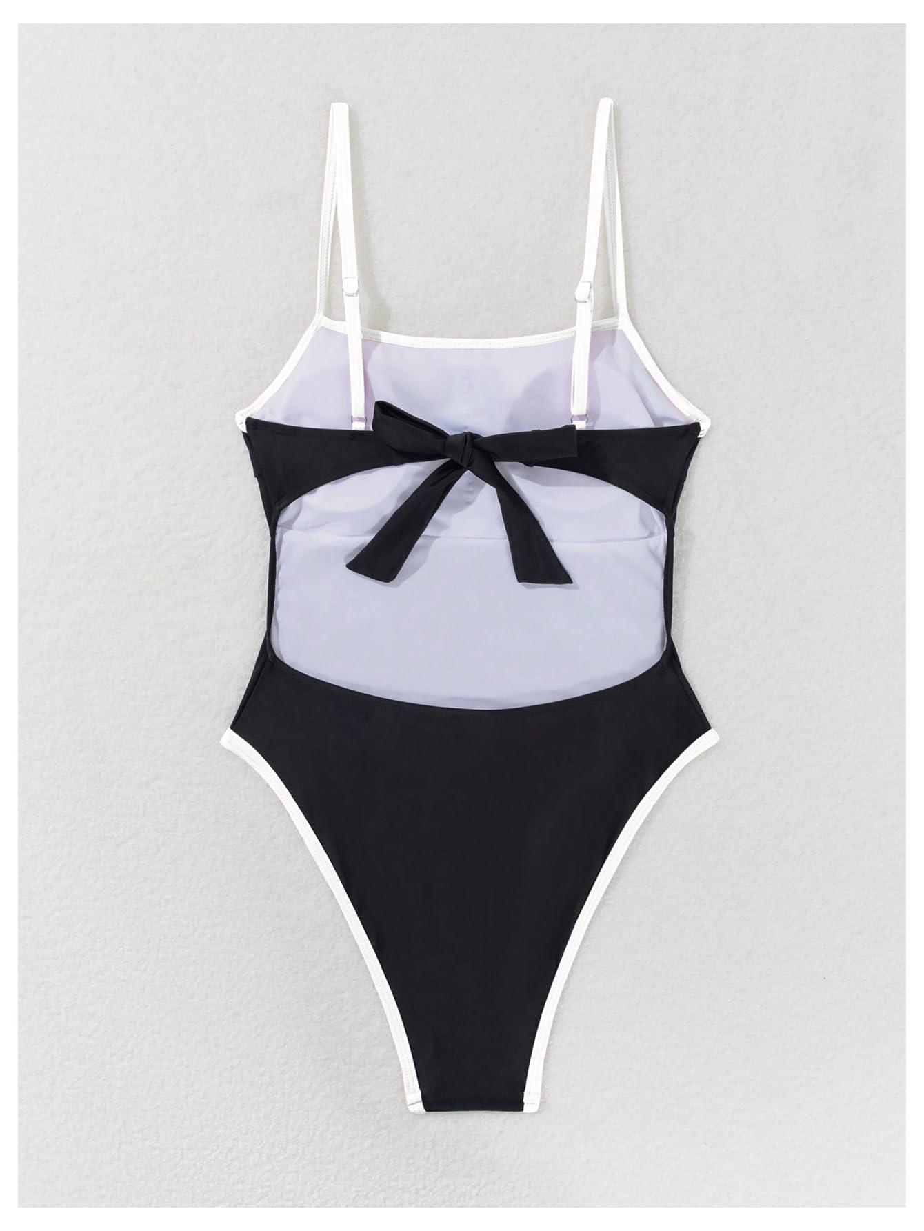 SweatyRocks Women's Tie Backless One Piece Swimsuit Cut Out Bathing Suit Swimwear - Image 4