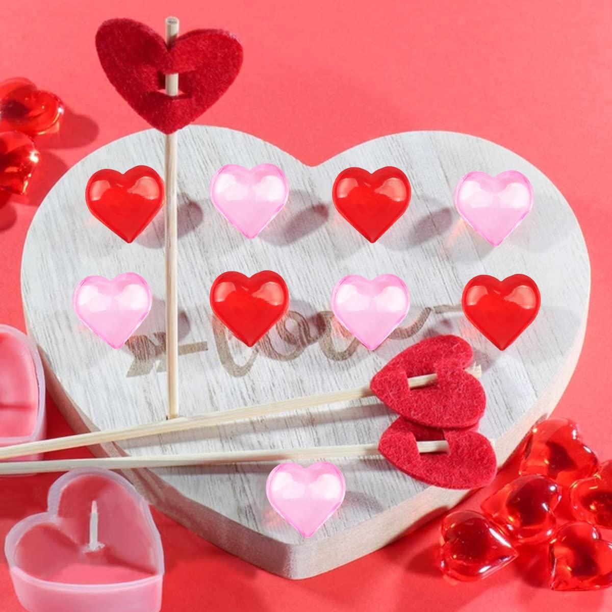Fangoo 110 Pieces Red Pink Acrylic Heart Gems for Valentine's Day Decor Heart Rocks Vase Filler Table Scatter for DIY Crafts Engagement Wedding Anniversary Home Decoration - Image 6
