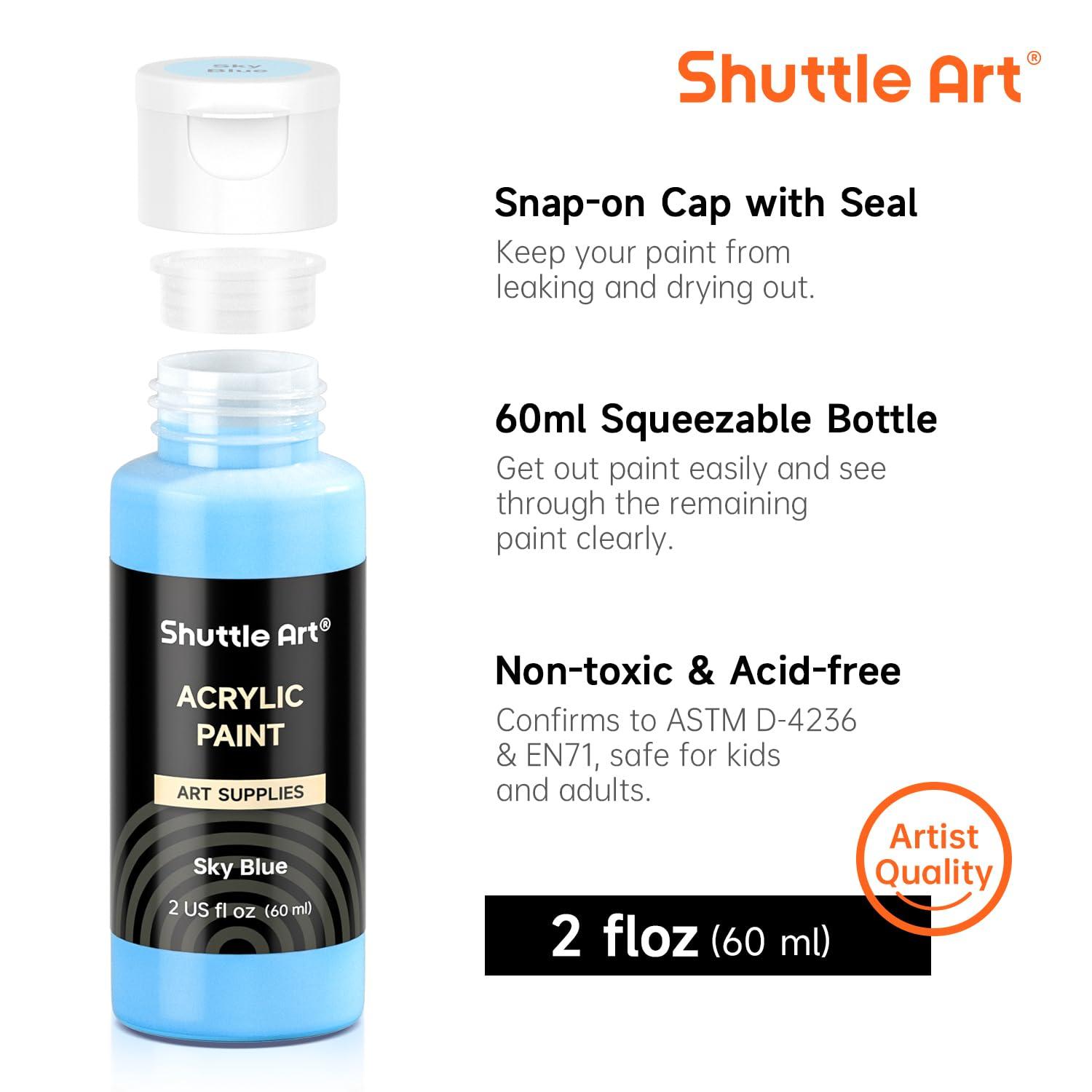 Shuttle Art Acrylic Paint Set, 36 Colors Acrylic Paint with Brushes & Palette, 2oz/60ml Bottles, Rich Pigments Non-toxic for Artists Kids & Adults, Painting on Canvas Rock Ceramic Wood - Image 3