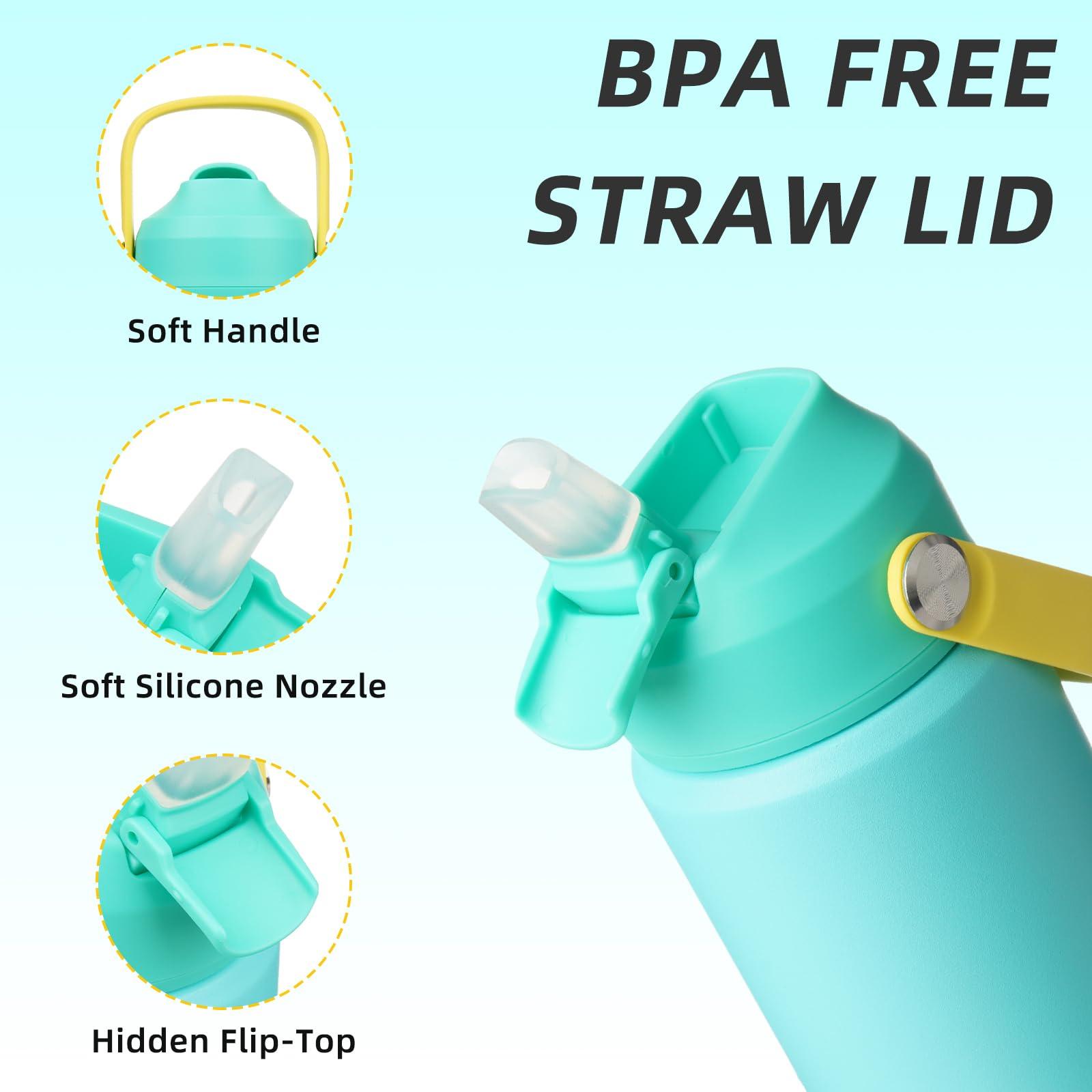 BJPKPK Insulated Water Bottle with Straw Lid, 18oz Thermos Water Bottles, Flex Handle & Non-slip Boot, BPA Free Leak Proof Stainless Steel Metal Thermos, Tumblers, Cups,Twilight Blue - Image 4