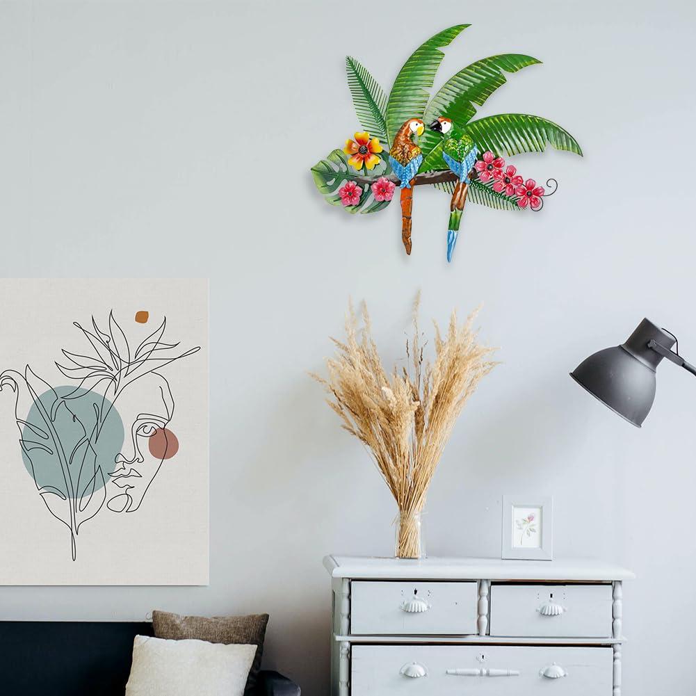 VEWOGARDEN Parrots Wall Decor Large Outdoor Metal Bird Wall Art for Patio Farmhouse Garden Living Room Bedroom Decorations - Image 2