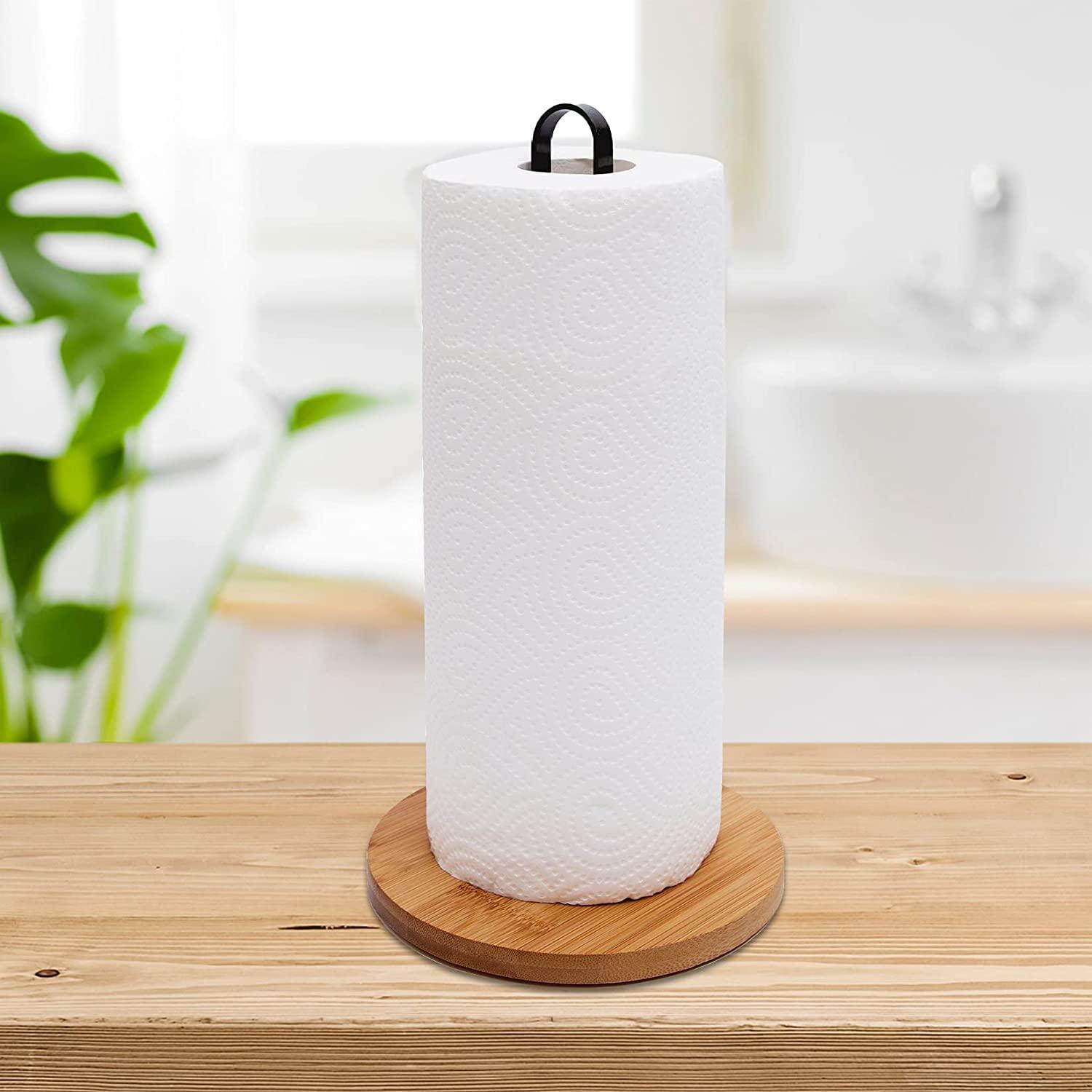 TONLEA Wooden Paper Towel Holder Countertop, Kitchen-Towel-Holder FreeStanding with Non-Slip Base for Bathroom - Image 2