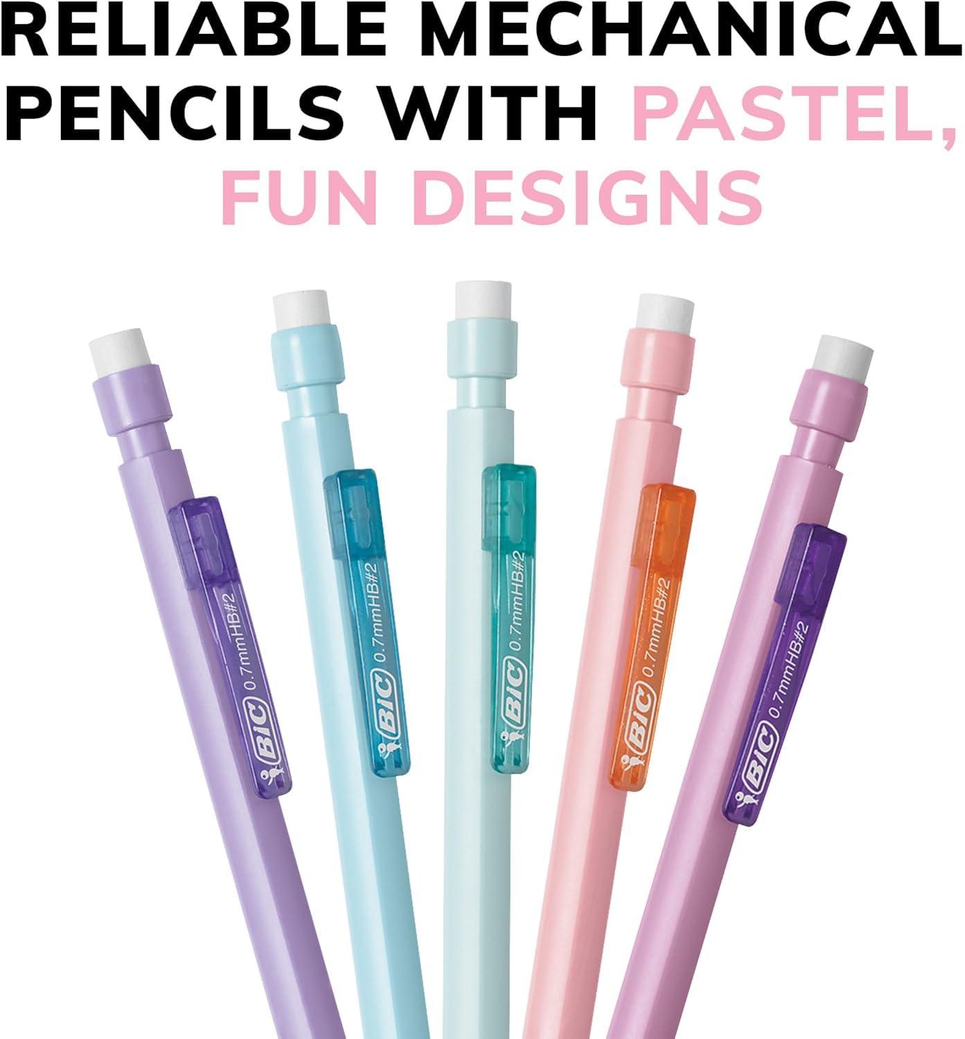 BIC Xtra-Smooth Pastel Mechanical Pencils with Erasers, Medium Point (0.7mm), 40-Count Pack, Bulk Mechanical Pencils for School or Office Supplies - Image 2