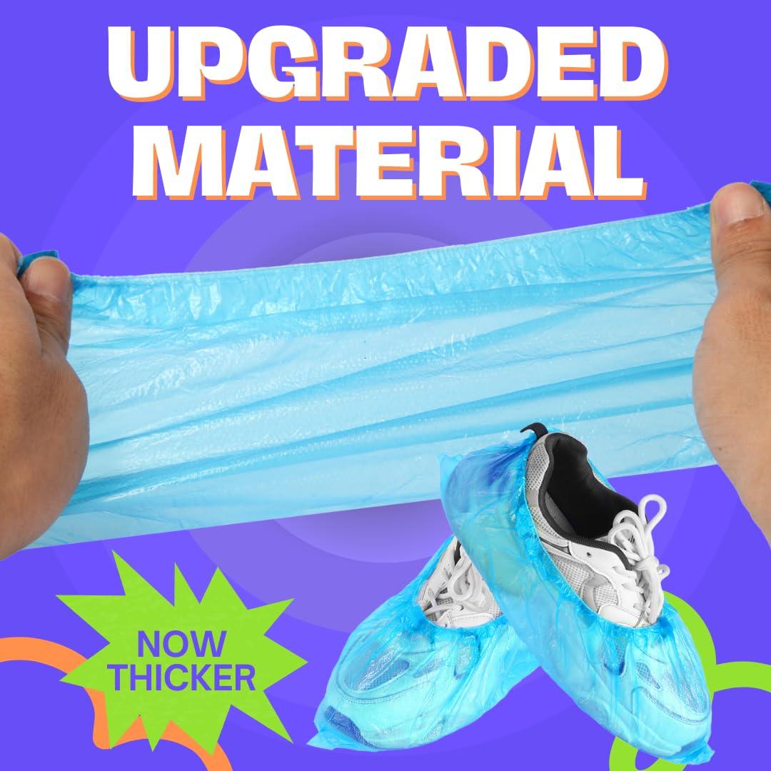 Frontline Shoe Covers Disposable Waterproof, Recyclable Premium Thick Plastic, SLip Resistance, Durable, Booties for Shoes, XL One Size Fits Most, Indoor Outdoor Shoe Covers (100) - Image 4