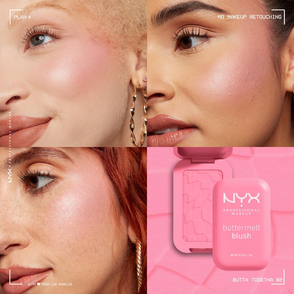 NYX PROFESSIONAL MAKEUP Buttermelt Powder Blush, Fade and Transfer-Resistant Blush, Up to 12HR Make Up Wear, Vegan Formula - Butta Together - Image 6