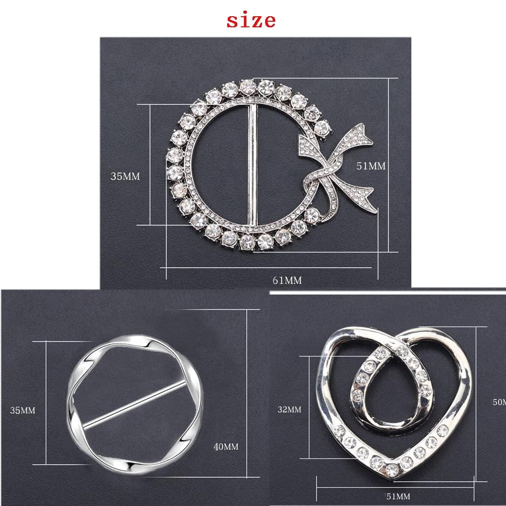 3 Pack Metal Tshirt Clips and Rings 1.9 Inch Large T-shirt Clip Scarf Ring for Girl Women - Image 3