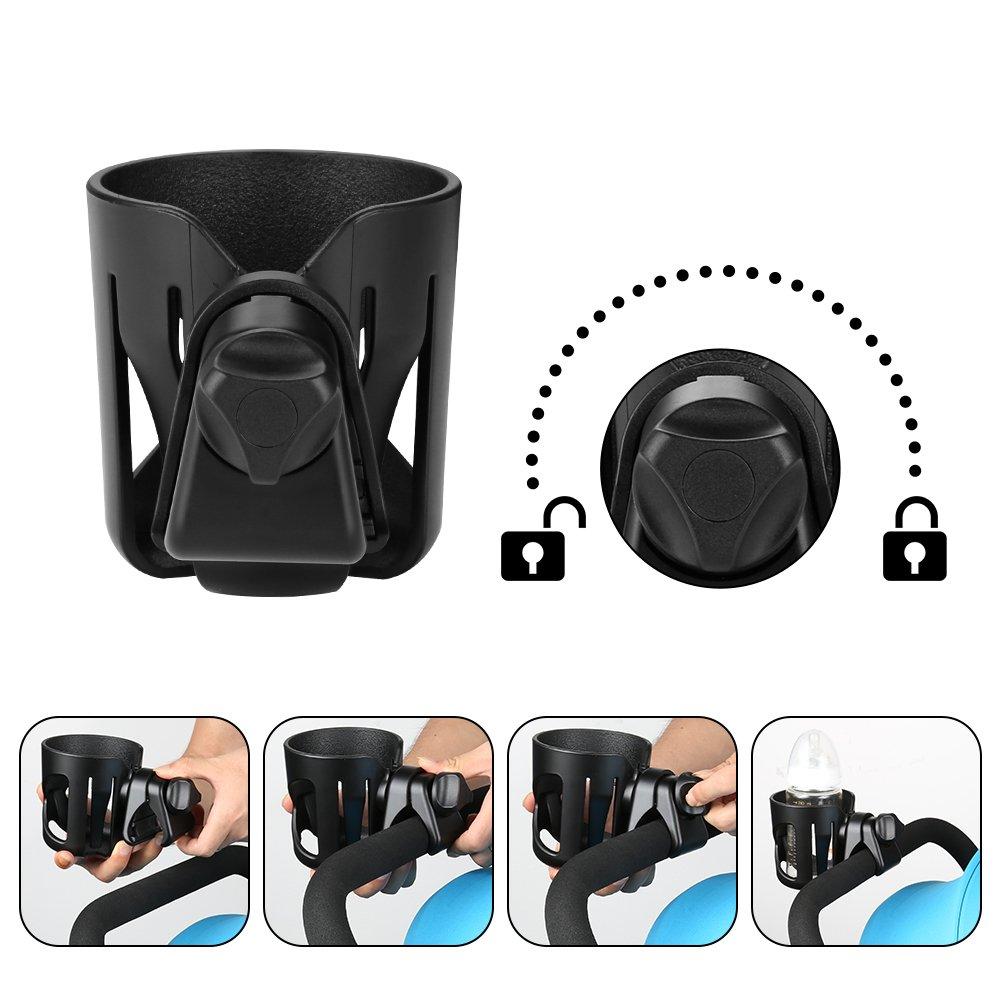 Accmor Stroller Cup Holder, Universal Cup Holder, 360° Rotatable Large Caliber Designed Bottle Cage for Bike, Stroller, Wheelchair, Walker, Scooter, Black - Image 5