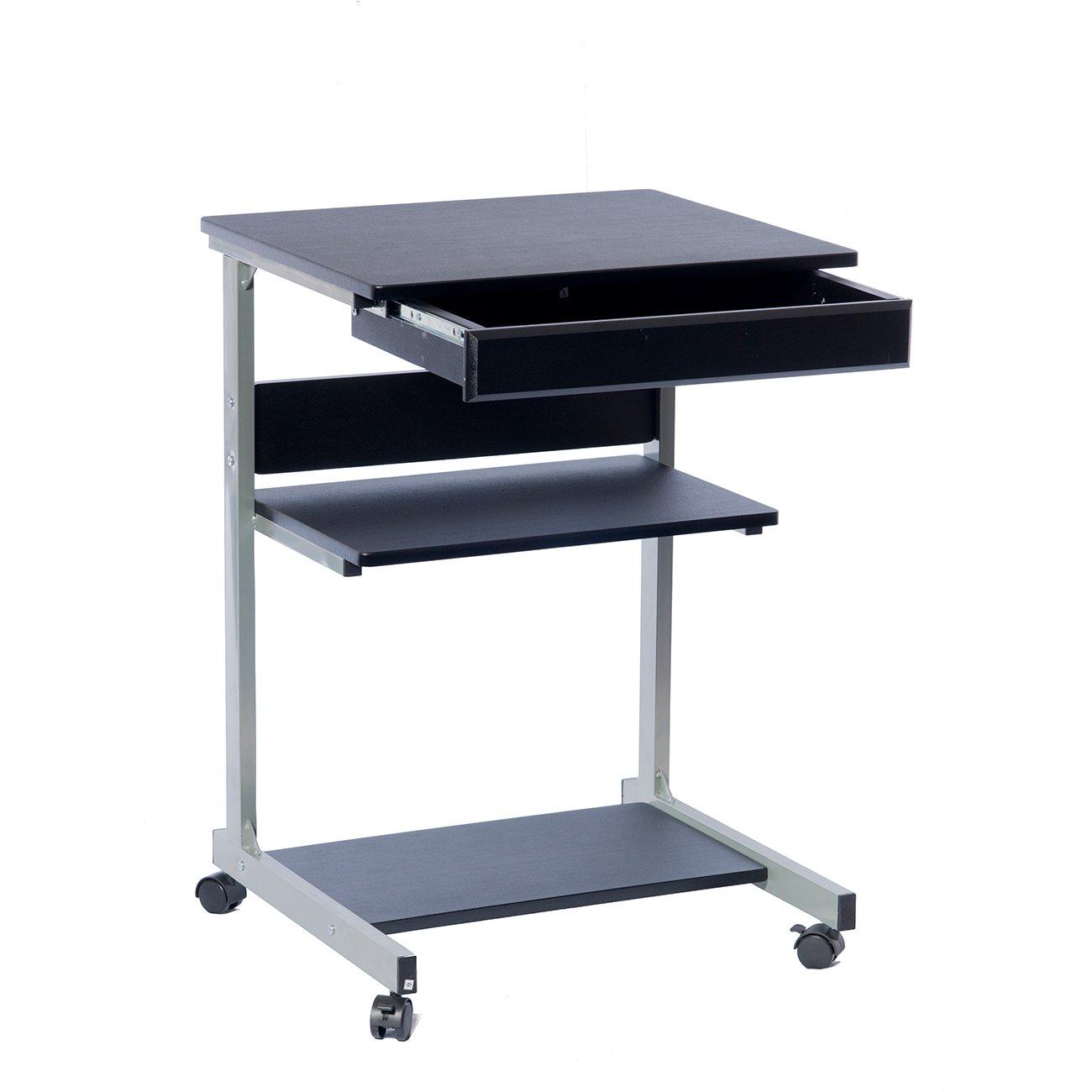 Techni Mobili, Portable Computer Desk, Workstation, Stand with Printer Shelf, Rolling Laptop Cart with Storage, Black Graphite - Image 9