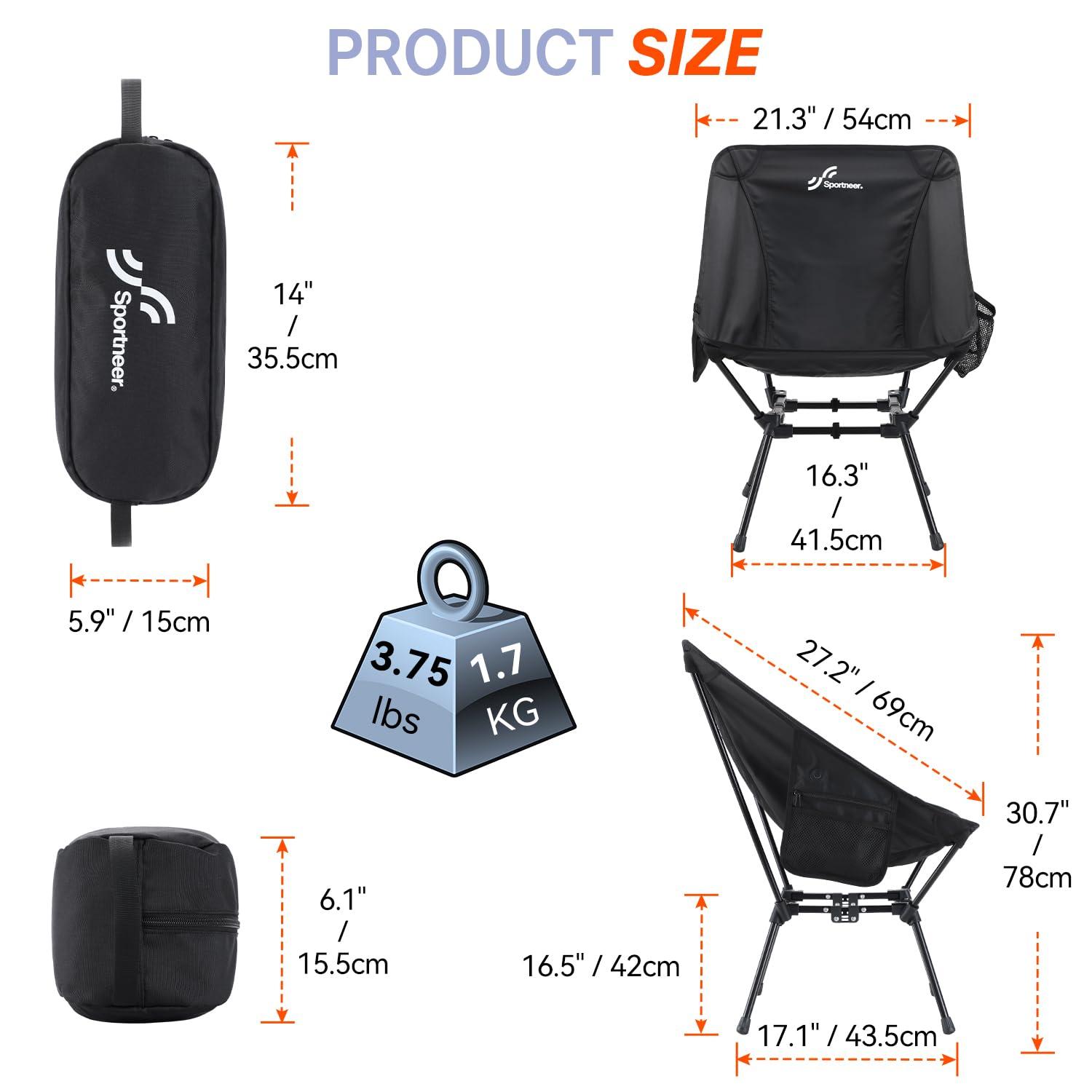 Sportneer Heated Chairs Outdoor Sports: Heated Camping Chair with USB Plug & 3 Heating Levels - Portable & Compact Heated Chair for Backpacking, Camping, Lawn, Picnic, Travel (Power Bank Not Included) - Image 3
