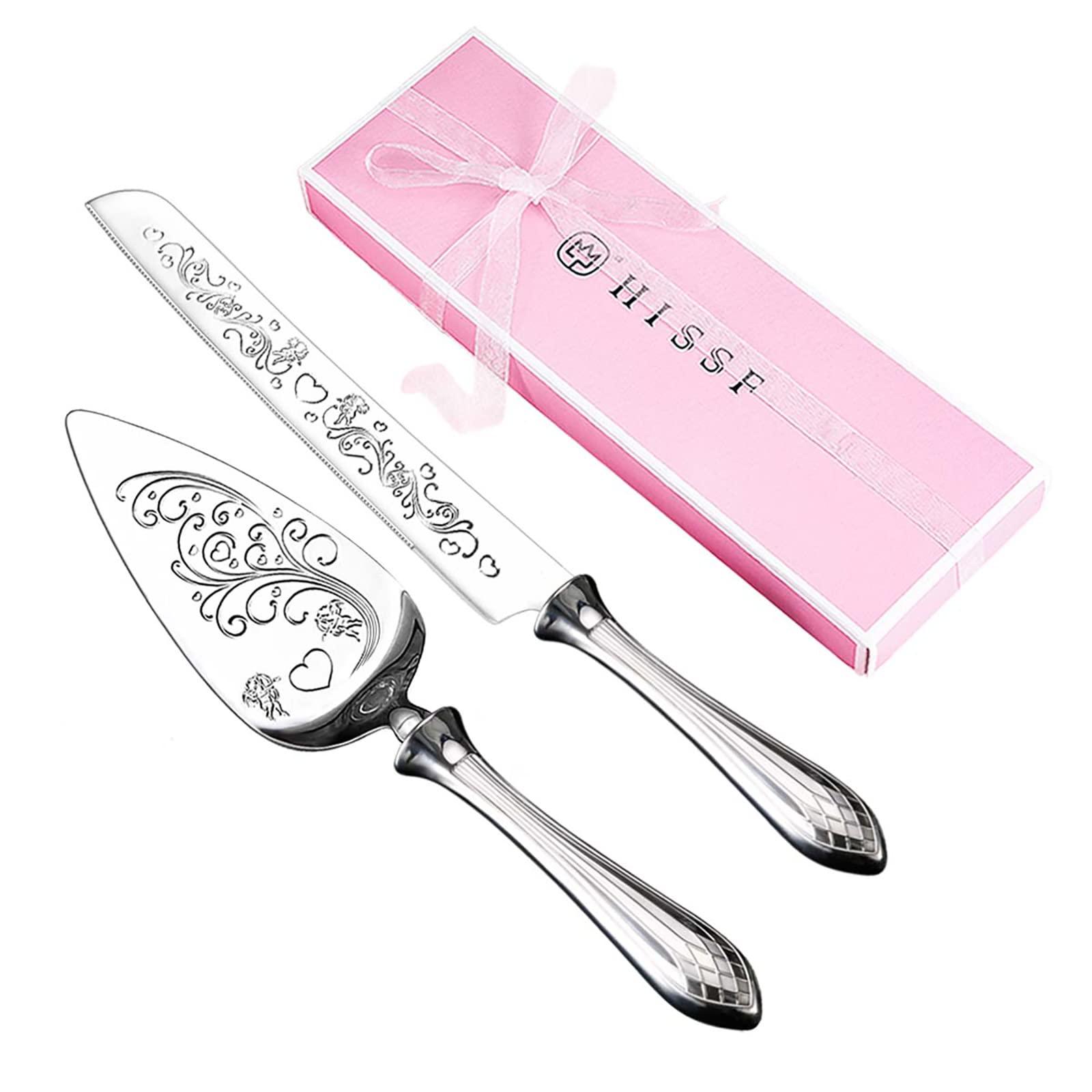 HISSF Cake Knife and Server Set,18/10 Stainless Steel Cake Cutting Set, Sweet Love Cake Serving Set Perfect For Wedding, Birthday,Home, Parties and Events