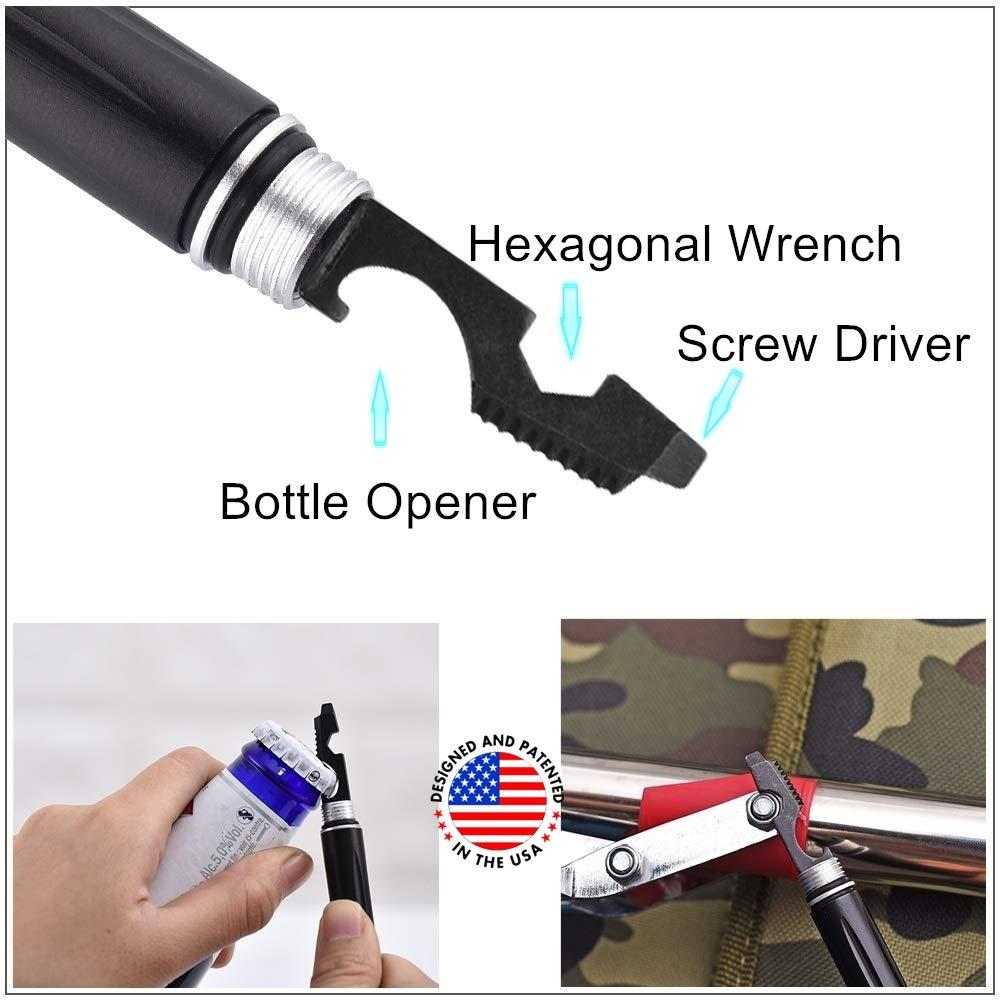 The Most Loaded 6-in-1 Tactical Pen: Solves Other Brands' Weaknesses,Self Defense Tip + Flashlight + Ballpoint + Bottle Opener + Screw Driver + Hexagonal Wrench, 5 Ink Refills + 6 Batteries + Gift Box - Image 6