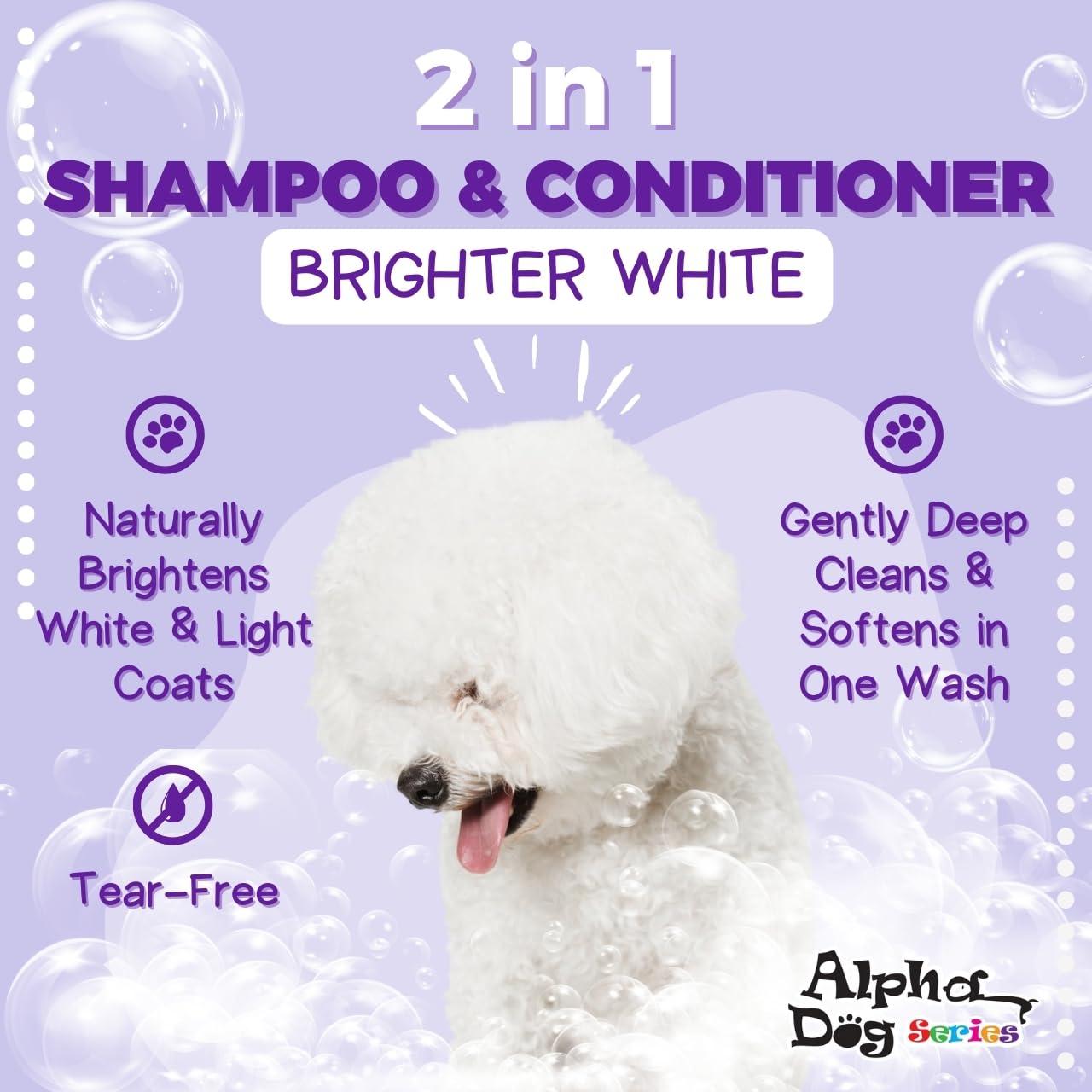 Alpha Dog Series Bright White Grooming Natural Dog Shampoo and Conditioner with Aloe Vera, pH balanced Shampoo for Dogs, Tear-Free, Moisturizing Dog Shampoo for Sensitive Skin - 26.4 Oz - Image 2