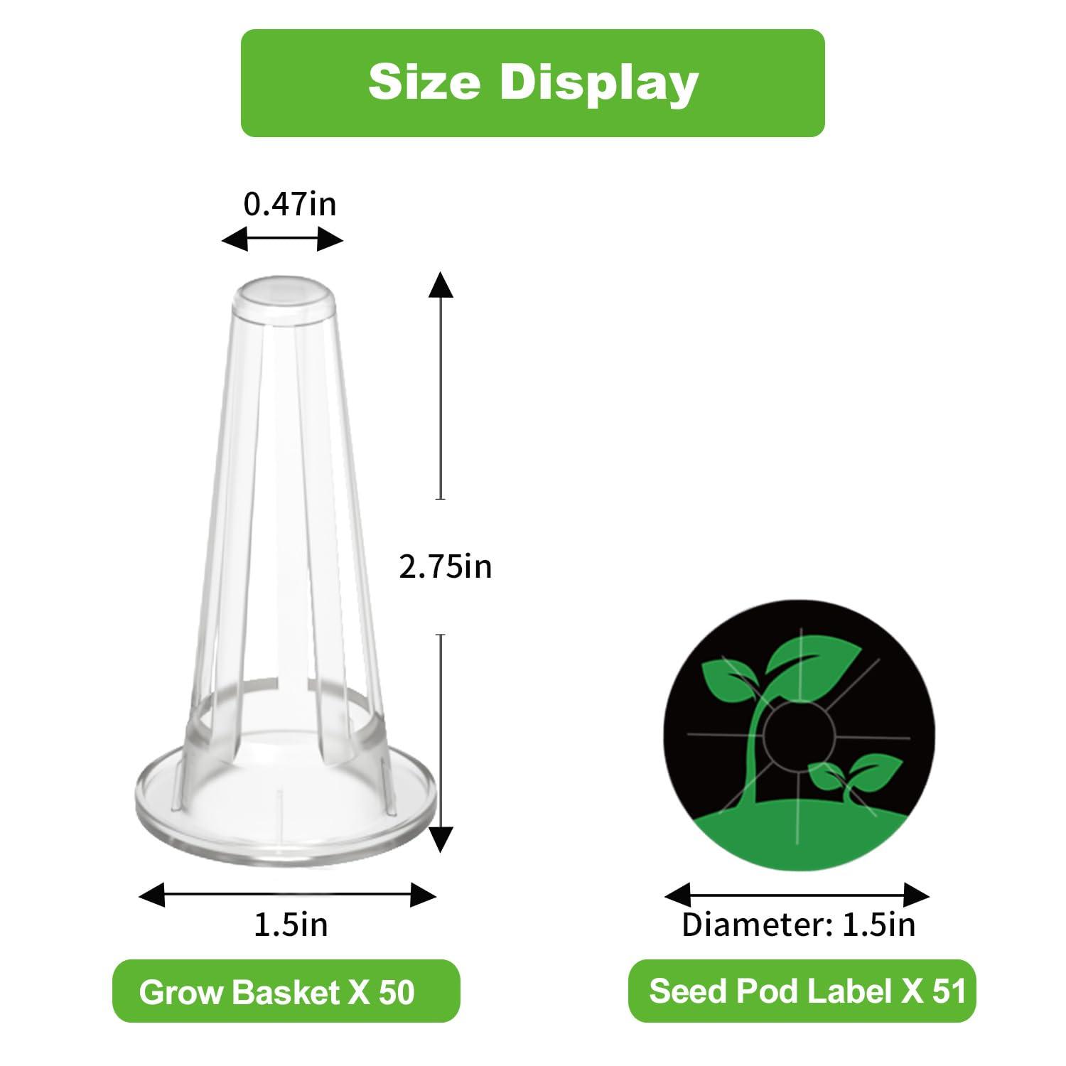 Oliz 50 Pack Hydroponic Grow Baskets with 51PCS Seed Pod Labels Stickers, Replacement Garden DIY Accessories for Most Hydroponic Growing System - Image 2