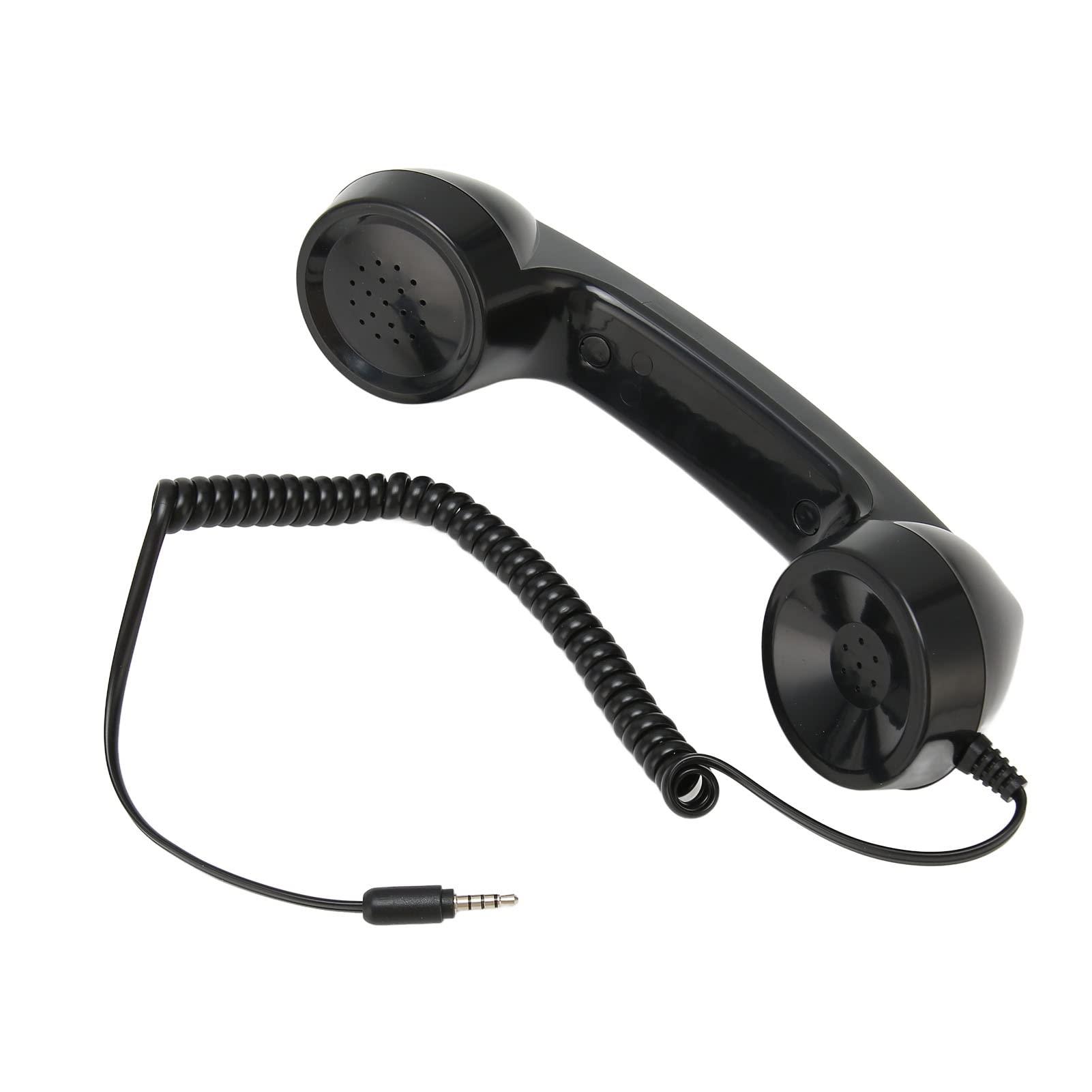 Retro Phone Handset, Radiation Proof Handheld Cell Phone Receiver, Handheld Receiver with Volume Controlfor Mobile Phones for Smartphones and PC with 3.5mm Headphone Jack (Black) - Image 3