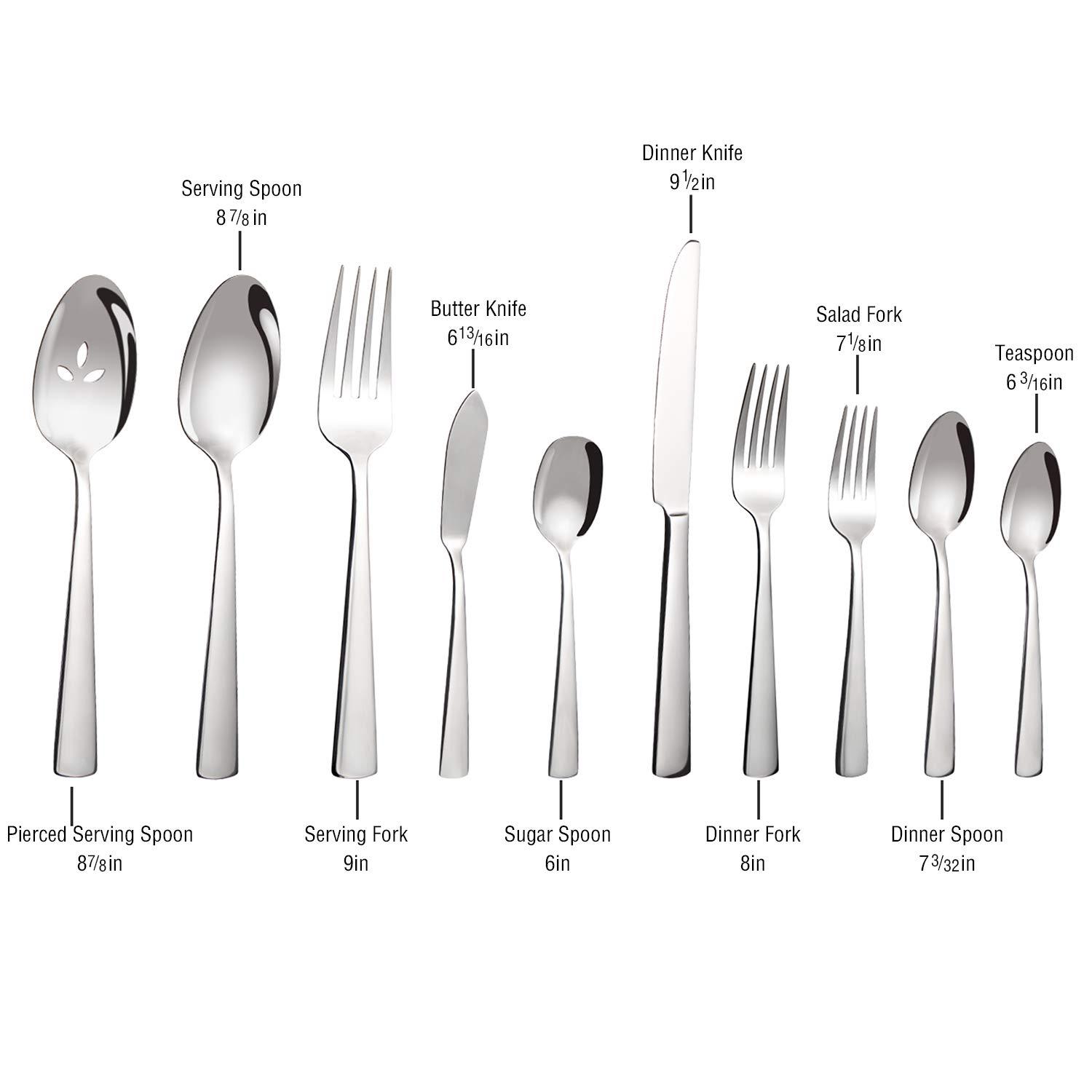 45-Piece Silverware Set Flatware Cutlery Set Service for 8, Durable Stainless Steel Tableware in Ergonomic Design Size and Weight, Kitchen Utensil Sets with Steak Knives, Rust-proof, Dishwasher Safe - Image 6