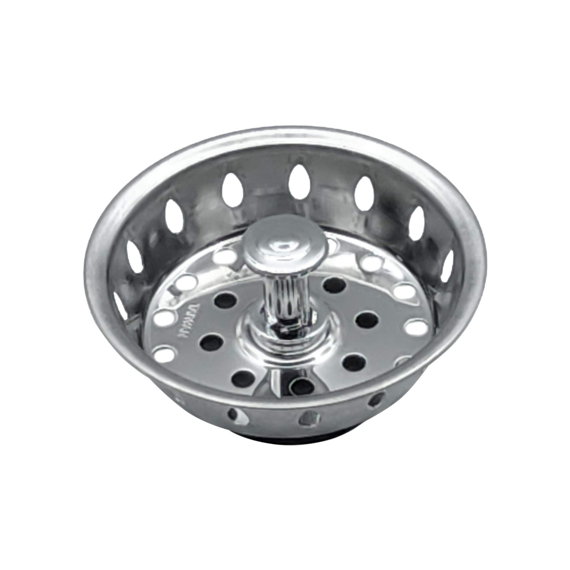 Kitchen Sink Stainless Steel Basket Strainer Replacement with Flat Bottom Rubber Stopper, 3-1/2 Inch, Indoor and Outdoor Kitchen Sink Strainer, Chrome - Image 2