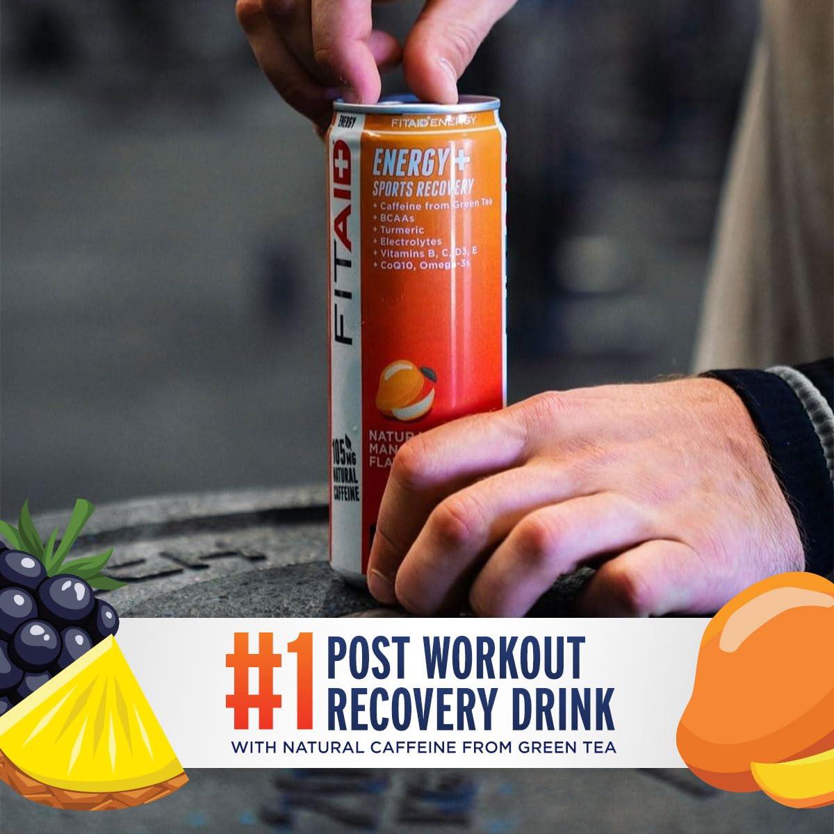 LIFEAID FITAID Energy, 200mg Natural Caffeine, Keto, Variety Pack, Optimum Performance Formula: BCAAs, Quercetin, Electrolytes, Omega-3s, 15 Calories, Paleo, Vegan & Gluten-Free, 12 Fl Oz (Pack of 12) - Image 4