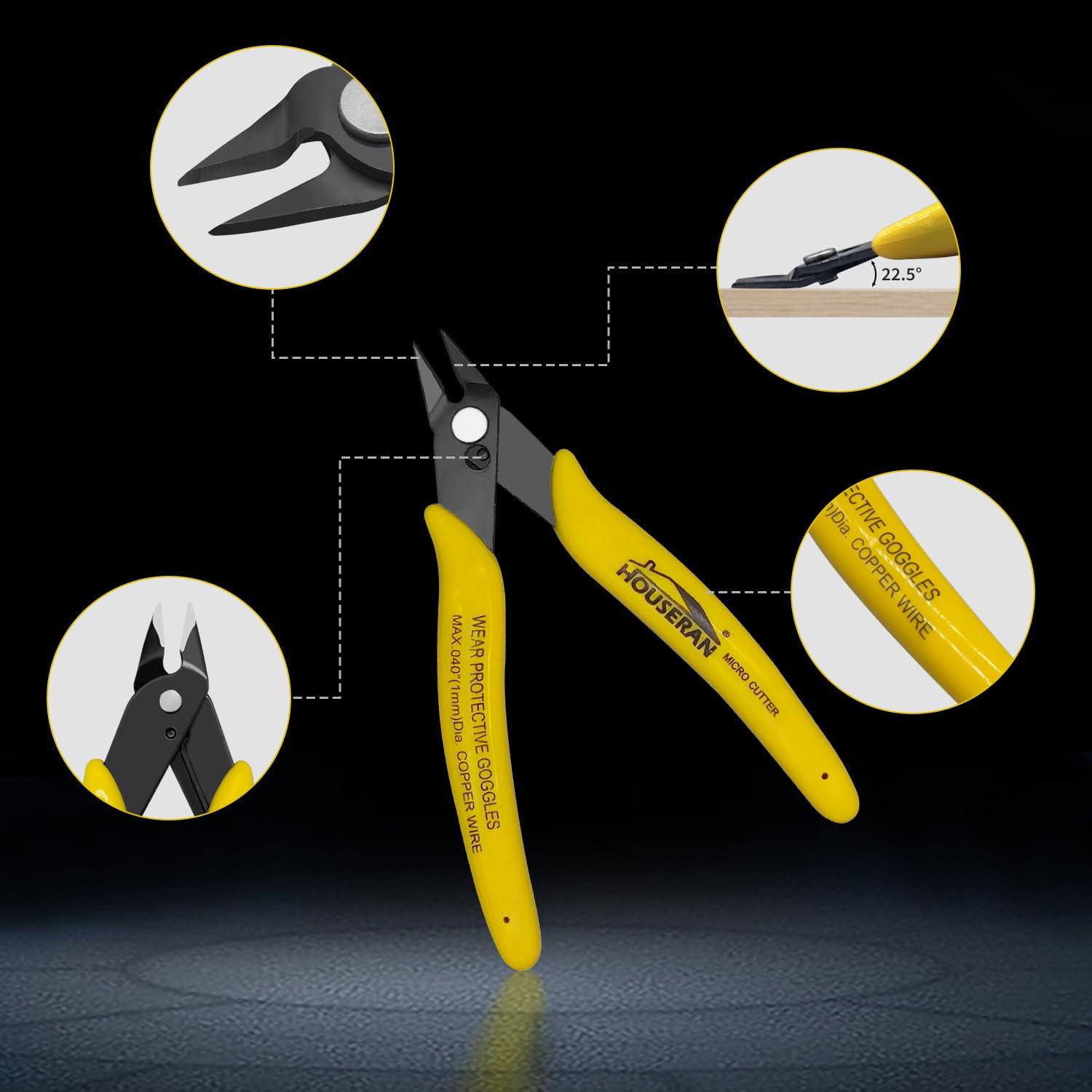 HOUSERAN Flush Cutters, 10 Pack, 5 Inch Micro Flush Cut Pliers with Spring, Side Cut Nippers, Mini Wire Cutters Model Nippers Flush Cutters for Jewelry Making, Plastic Models, Zip Ties, Electronics - Image 4