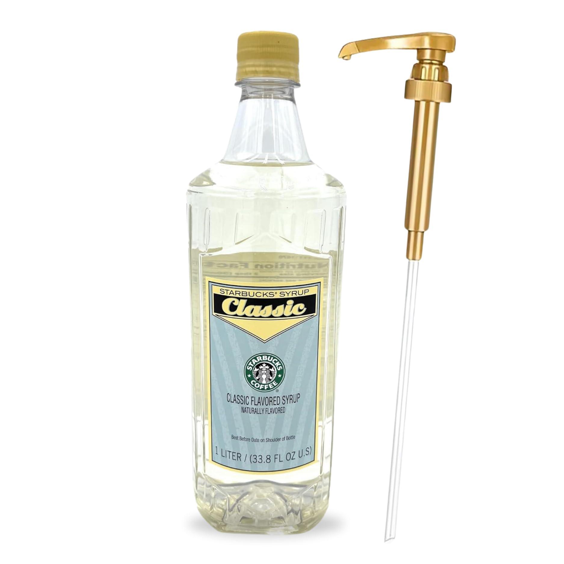 Classic Syrup Bundle – Authentic Cafe-Style Syrup Coffee, Lattes, and Desserts 1-Liter Bottle with Direct Coffee Tea Est 2019 Syrup Pump - Versatile Sweetener