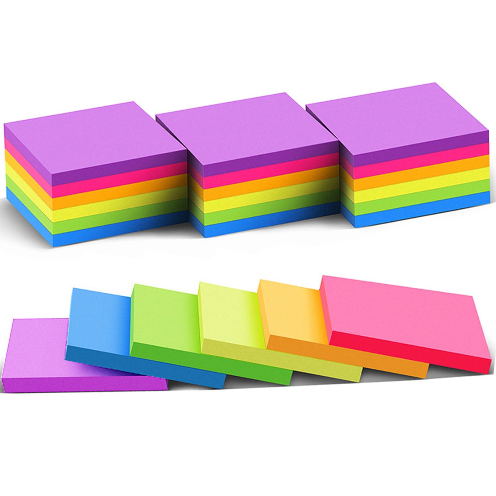 (24 Pack) Sticky Notes 3x3 in Post Bright Stickies Colorful Super Sticking Power Memo Pads, Strong Adhesive, 74 Sheets/pad - Image 1