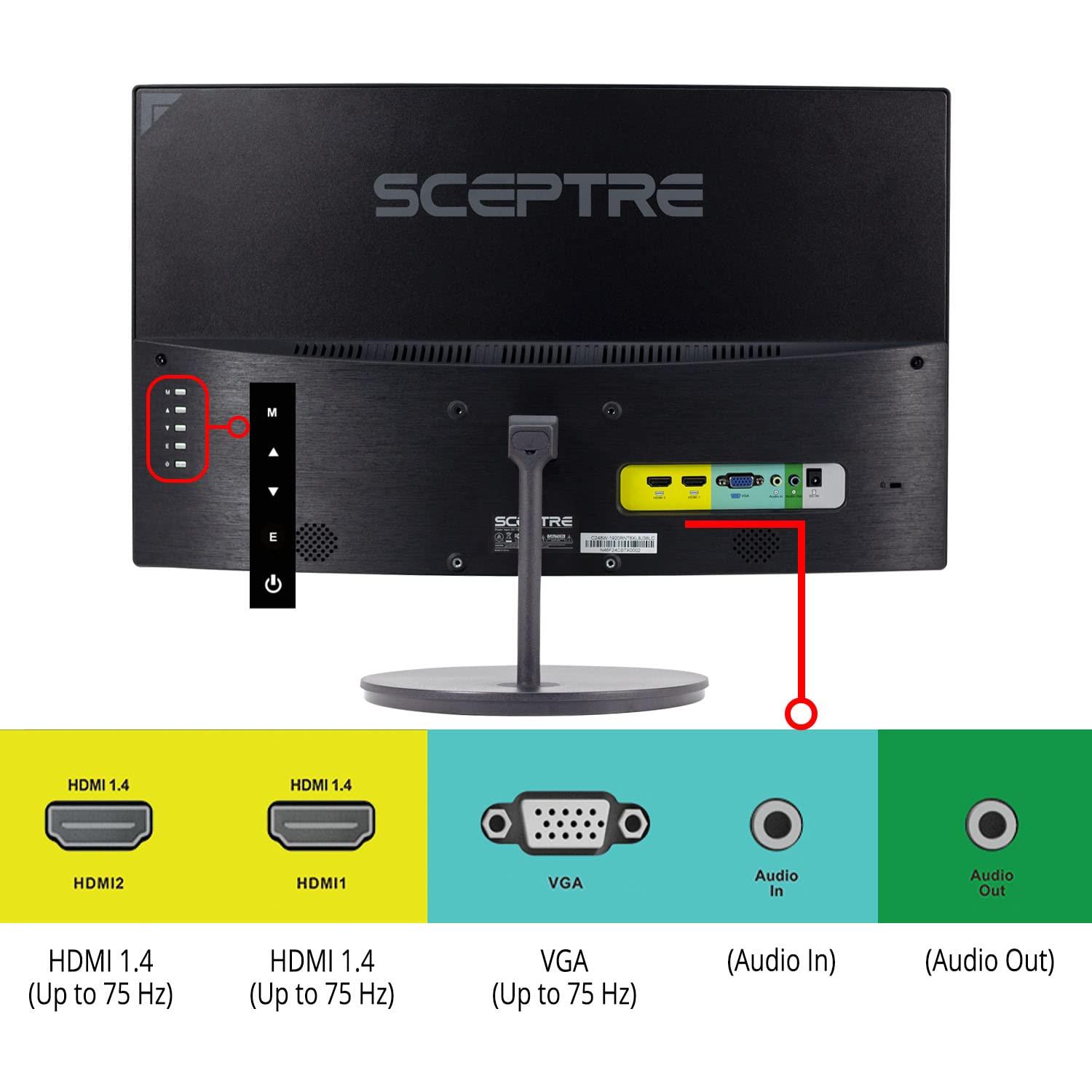 Sceptre C248W-1920RN Series 24-inch Curved Gaming Monitor, 1080p, R1500, HDMI x2, VGA, Build-in Speakers, VESA Wall Mount, Machine Black, 98% sRGB - Image 5