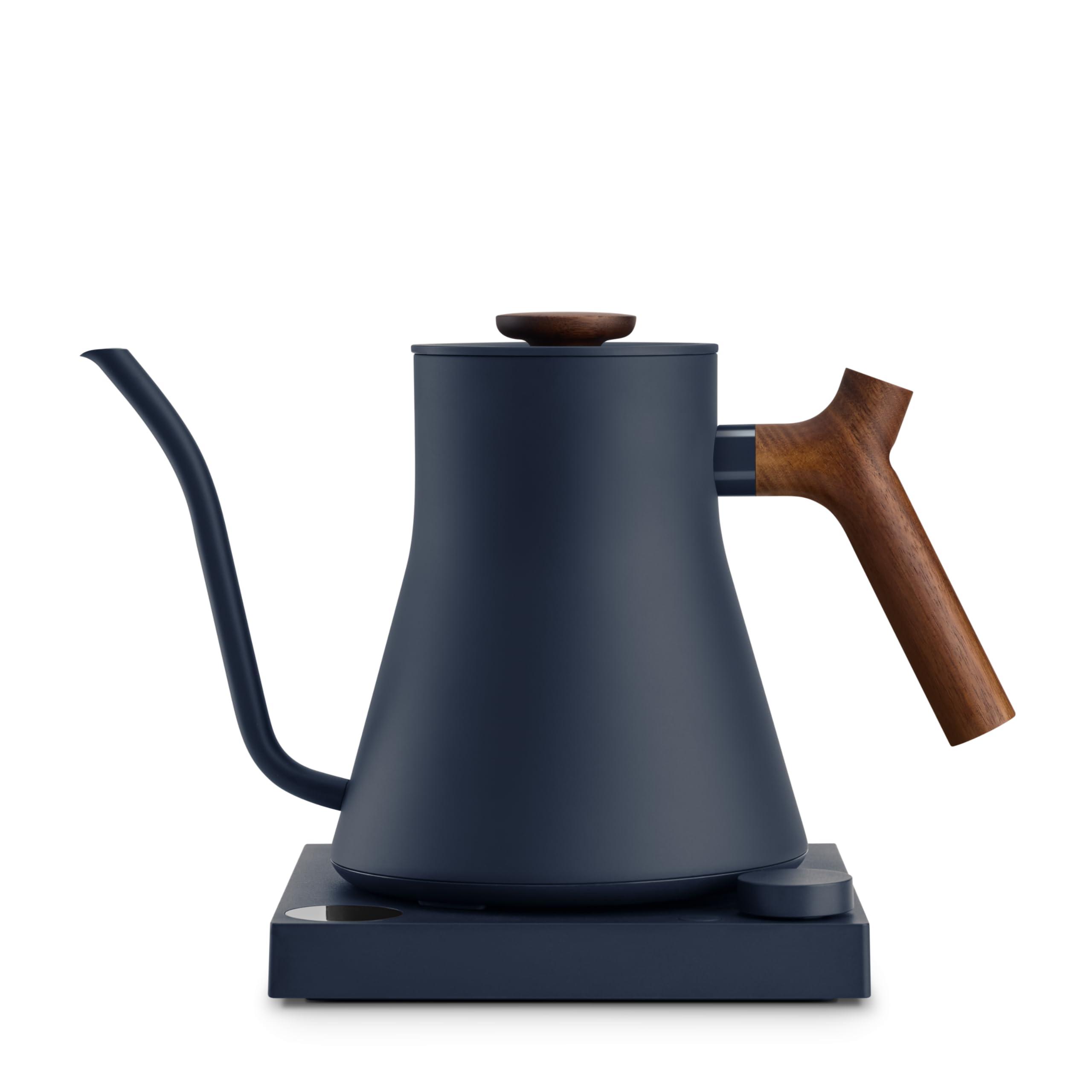 Fellow Stagg EKG Pro Electric Gooseneck Kettle 0.9 Liter, Temperature Control, Built-in Brew Timer, Scheduling, Pour-Over Coffee, Tea Pot, Stainless Steel, Stone Blue with Walnut Wood Handle - Image 1