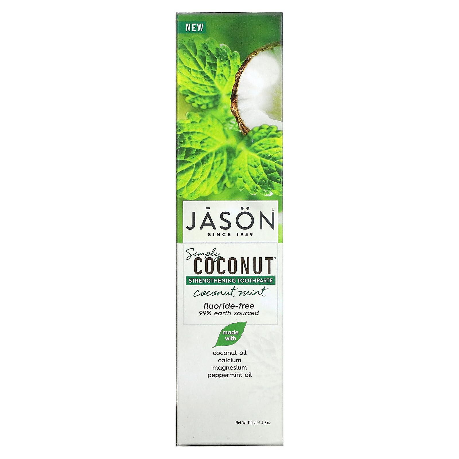 Jason Simply Coconut Strengthening Fluoride-Free Toothpaste, Coconut Mint, 4.2 Oz - Image 2