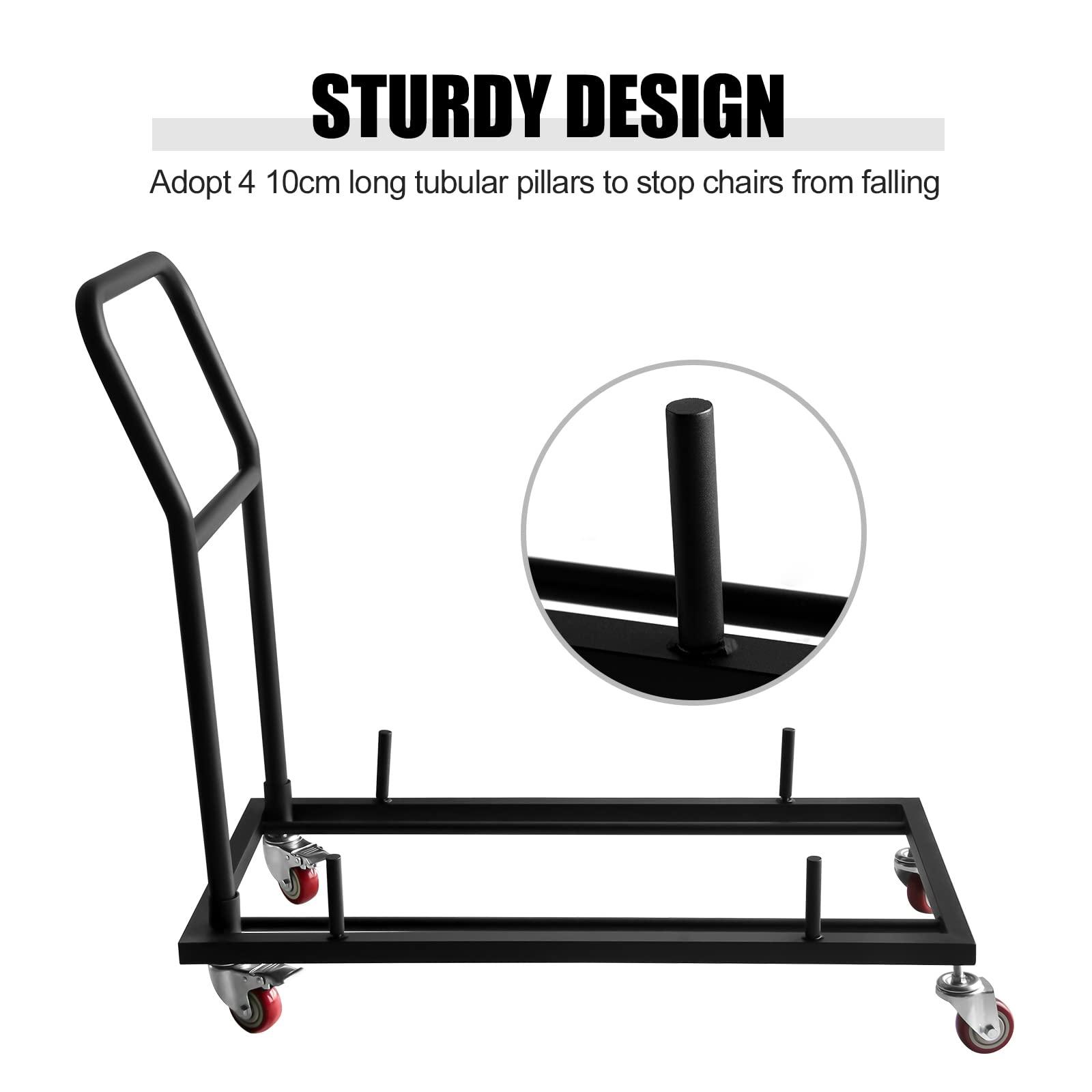 Hasopy Folding Chair Dolly for Folding Chairs with 2 Swivel Casters, L-Shaped Steel Folding Chair Racks for Restaurant & Home Kitchen, Foldable Chair Storage Cart Commercial - Image 5