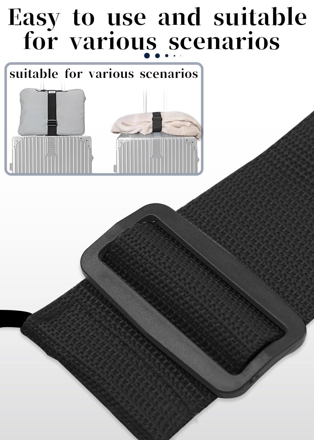 Luggage Straps Bag Bungee Luggage Straps Suitcase Adjustable Belt，Add a Bag Easy to Travel Suitcase Elastic Strap Belt Luggage Accessories(Black) - Image 6