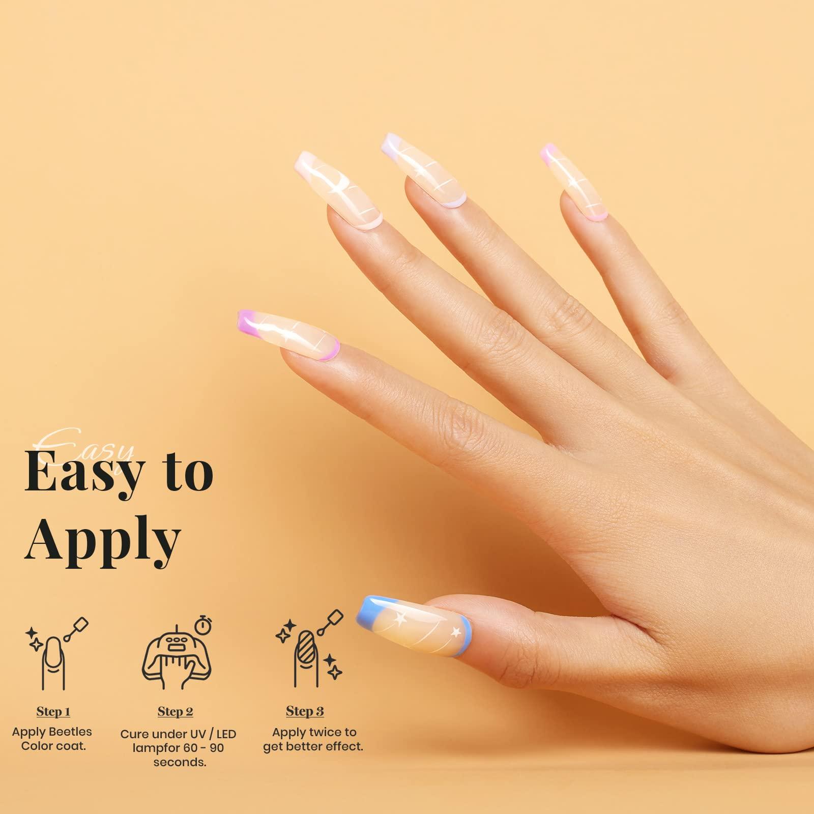 Beetles Nude Gel Polish, 15ml Jelly Neutral Nude Gel Nail Polish Set Translucent Effect Nail Concealer Soak Off UV Spring Summer French Nail Art Design Gift for Women - Image 5