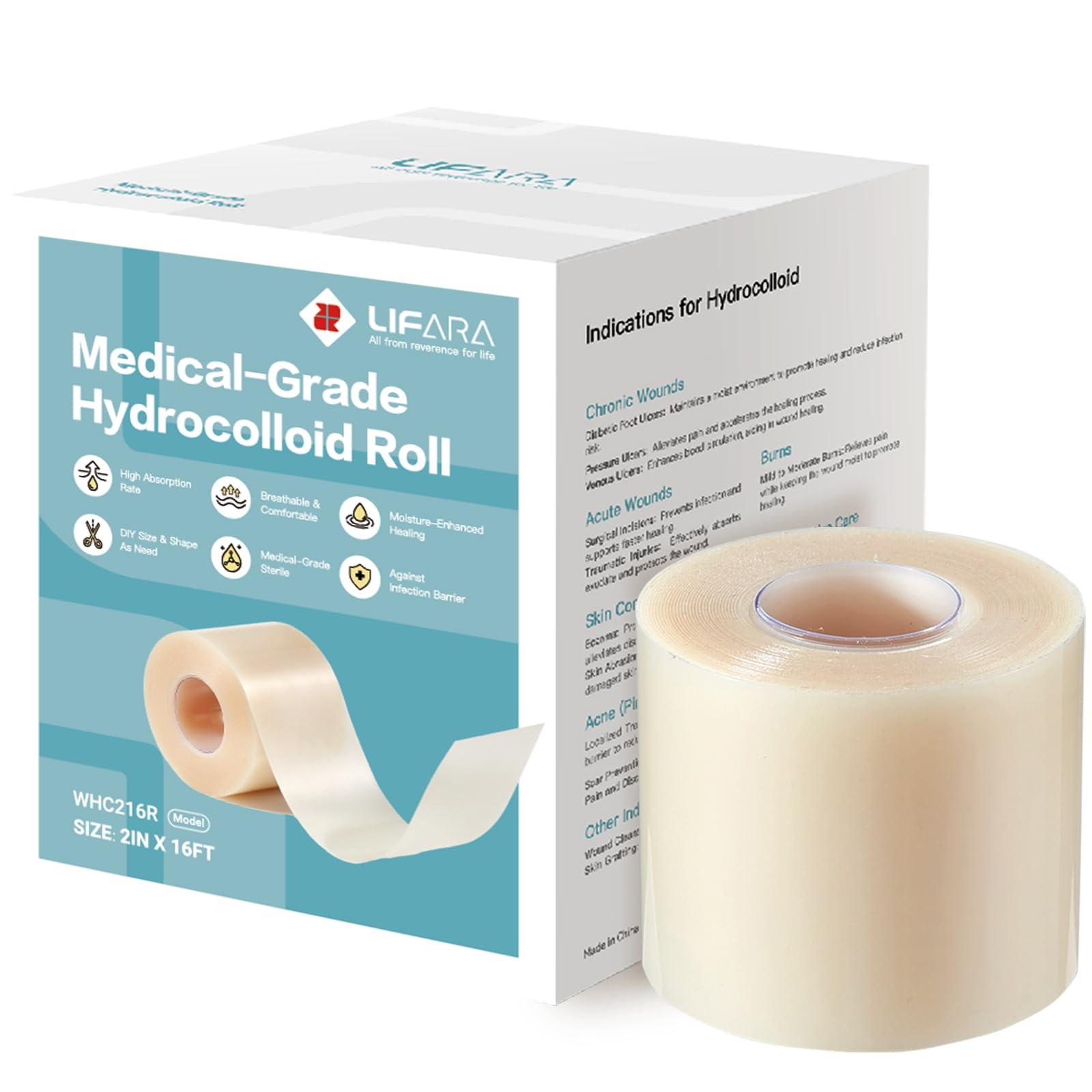 LIFARA Hydrocolloid Roll for Wound Care (WHC316R) - HSA FSA Eligible, 3in*16ft, 11.8mil Thickness, Cut-to-Size, Extra Large Hydrocolloid Patch Bandages with Self-Adhesive, Ultra Absorbent, Waterproof