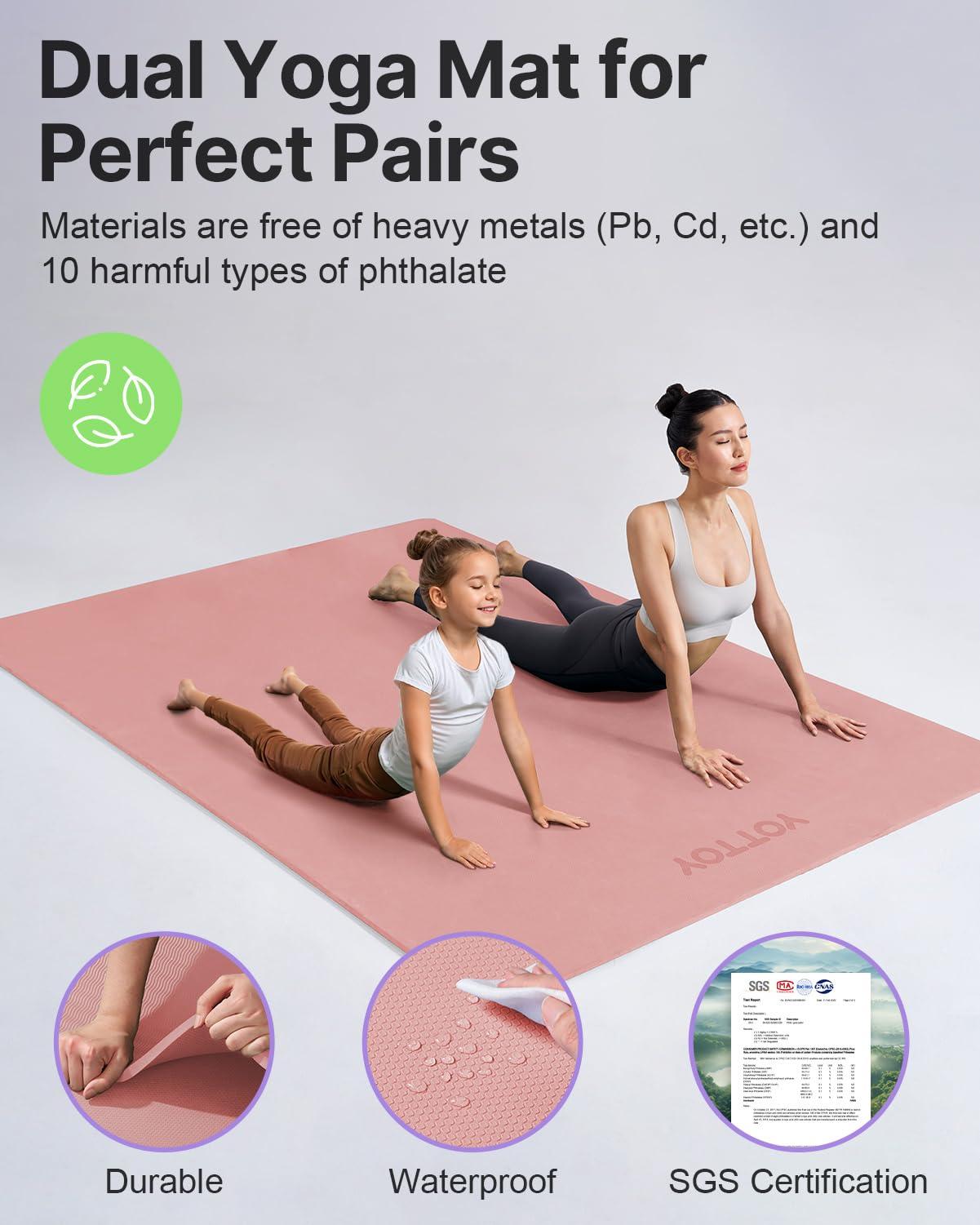 YOTTOY Large Yoga Mat (75 * 52 * 1/2inch),Extra Wide TPE Exercise Mat,Non-Slip Workout Mat for Pilates, Fitness, Barefoot, Home Gym Studio with Strap and Towel - Image 5
