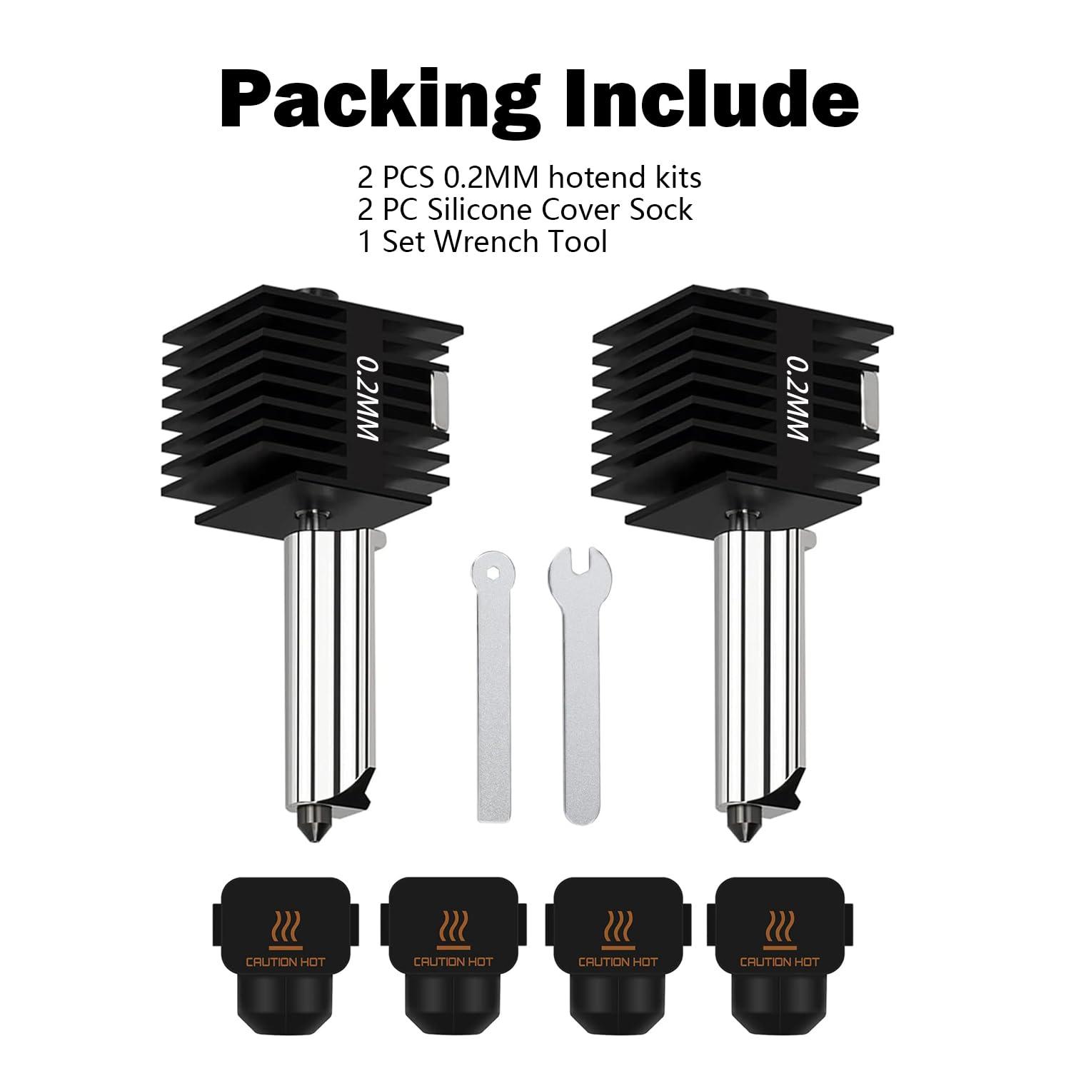HzdaDeve 2 Pack 0.2MM A1 Mini/A1 Hotend Print Head Hot End Kit Extruder Upgrade High-Temperature Hardened Steel Nozzle Replacement with 4PCS Silicone Cover Sock for Bambu Lab 3D Printer Accessories - Image 2