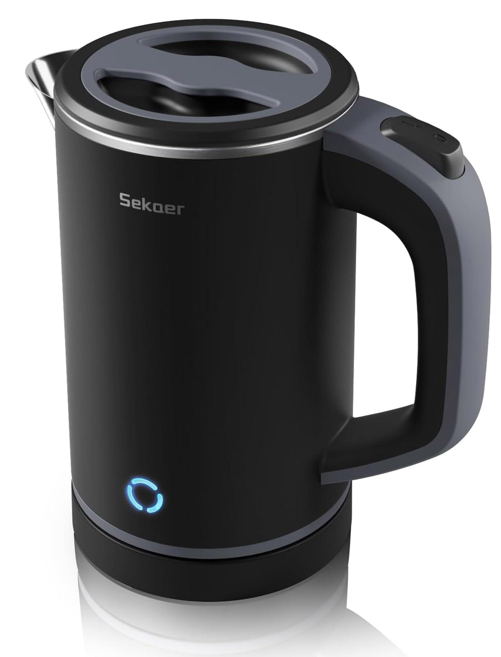 Sekaer Small Electric Tea Kettle Stainless Steel 0.8L Portable Travel Hot Water Boiler, Mini Electric Coffee Kettle with Auto Shut-Off & Boil Dry Protection, Cordless Base & LED Indicator - Image 9
